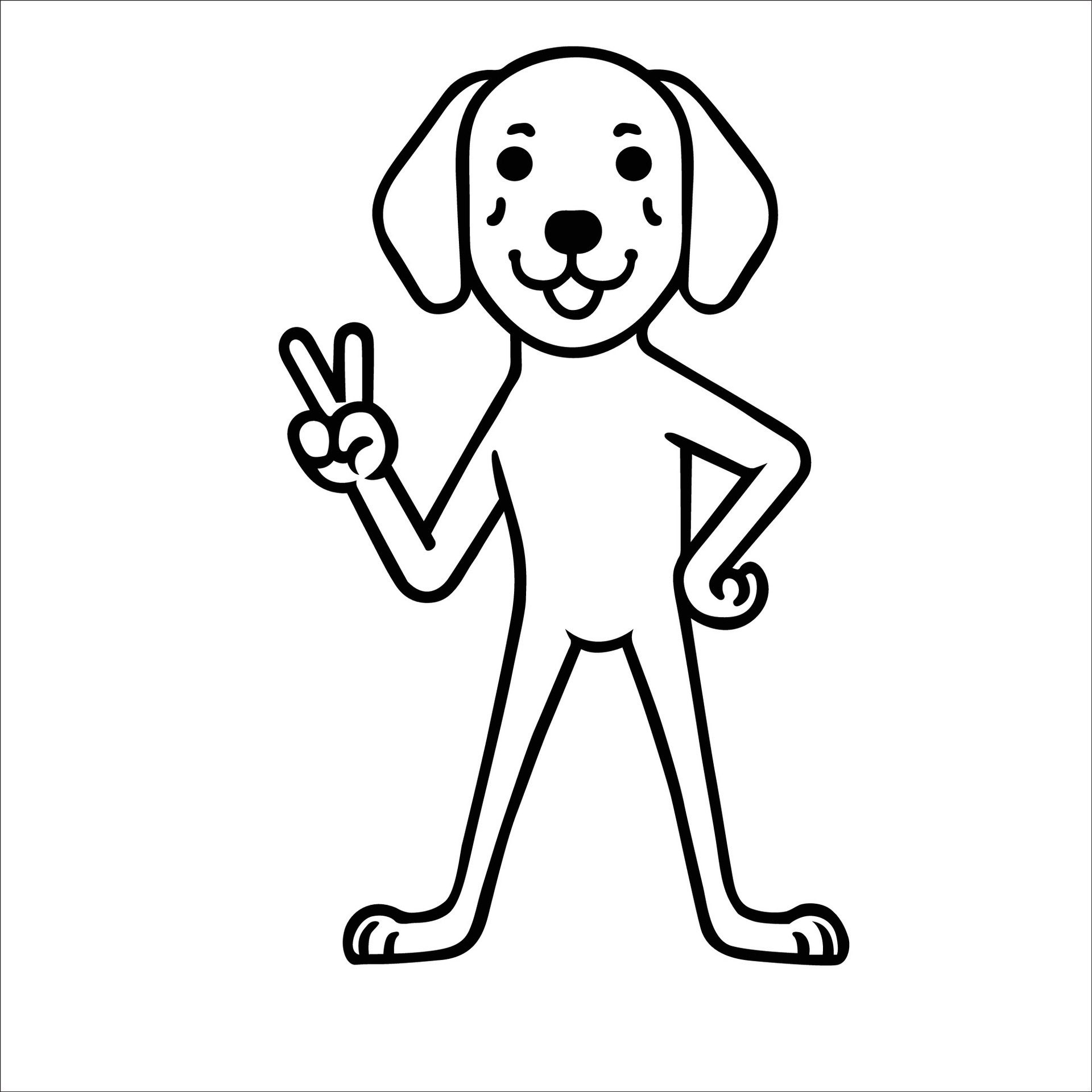 Ai-generated-confident-german-shorthaired-pointer-peace-gesture-illustration-free-vector