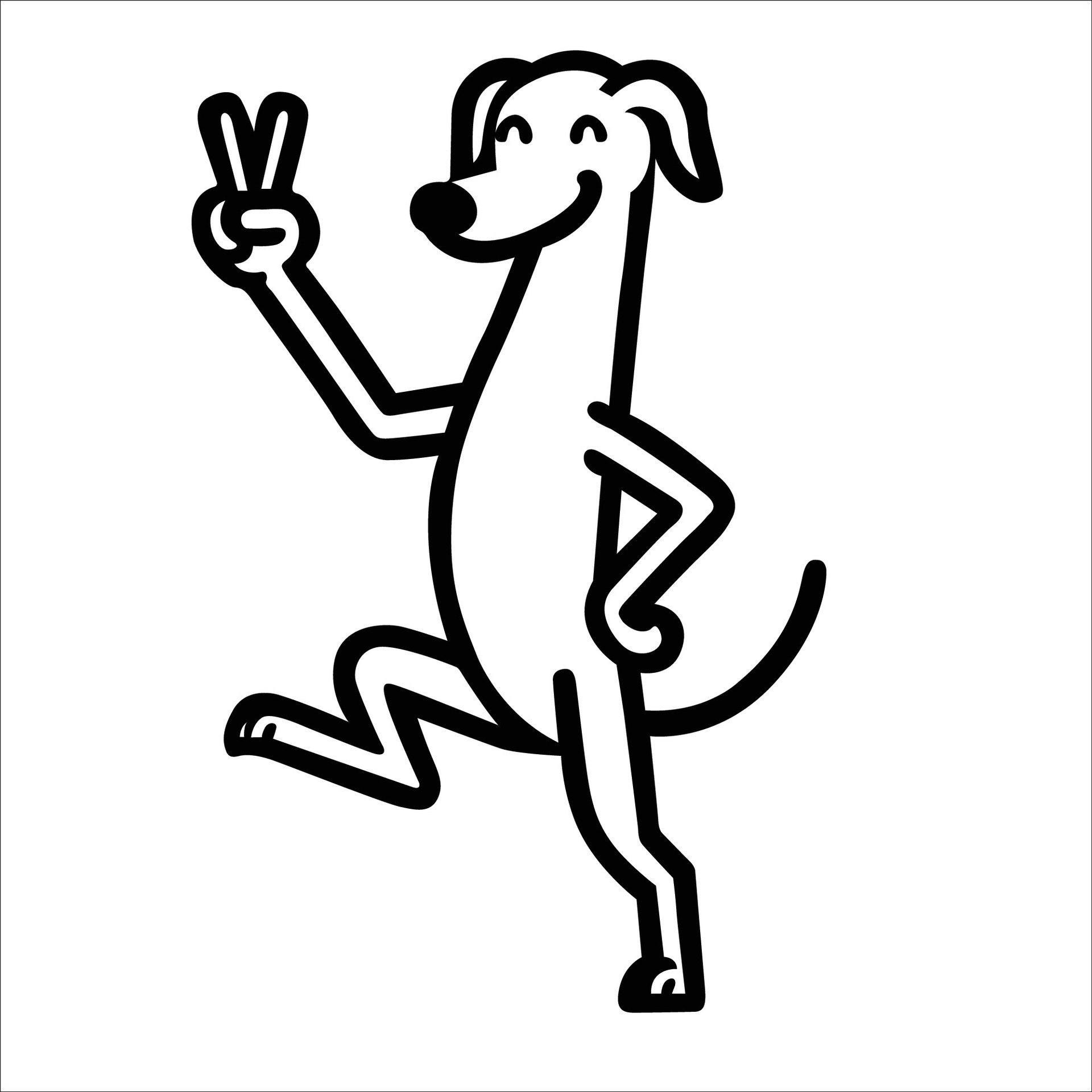 Ai-generated-confident-greyhound-peace-gesture-illustration-free-vector