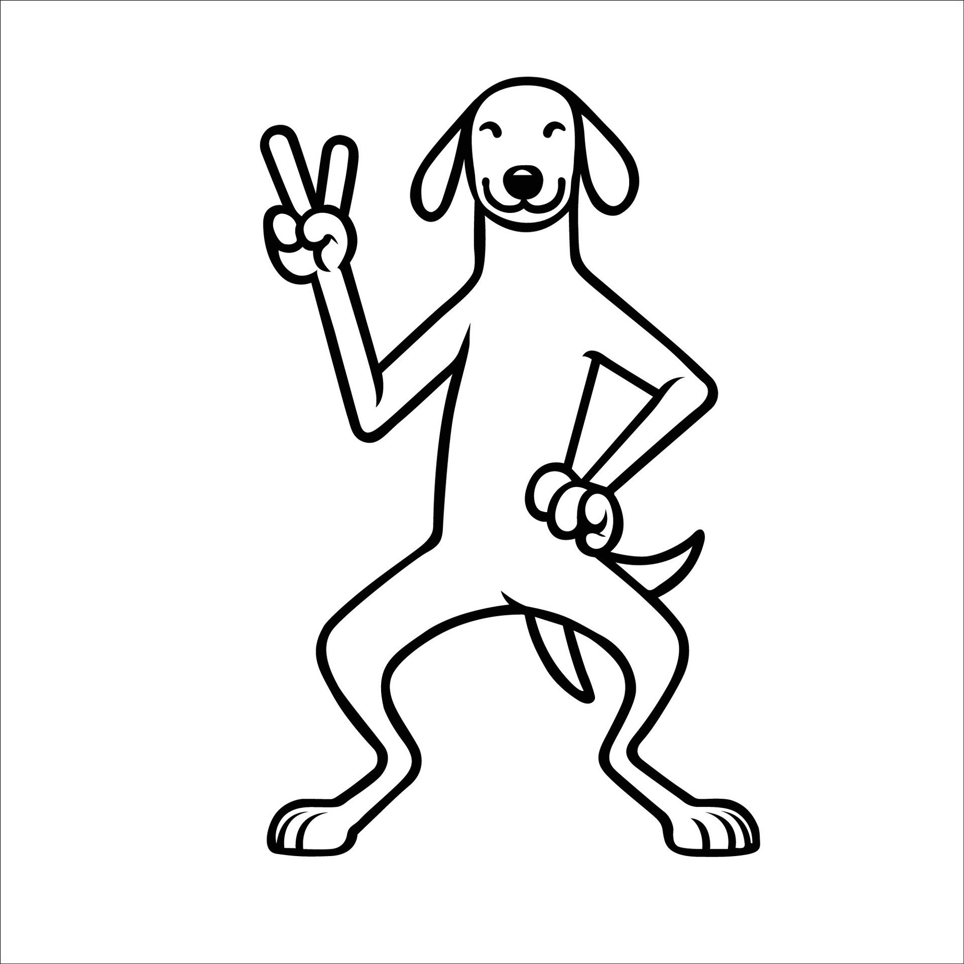 Ai-generated-confident-ibizan-hound-peace-gesture-illustration-free-vector