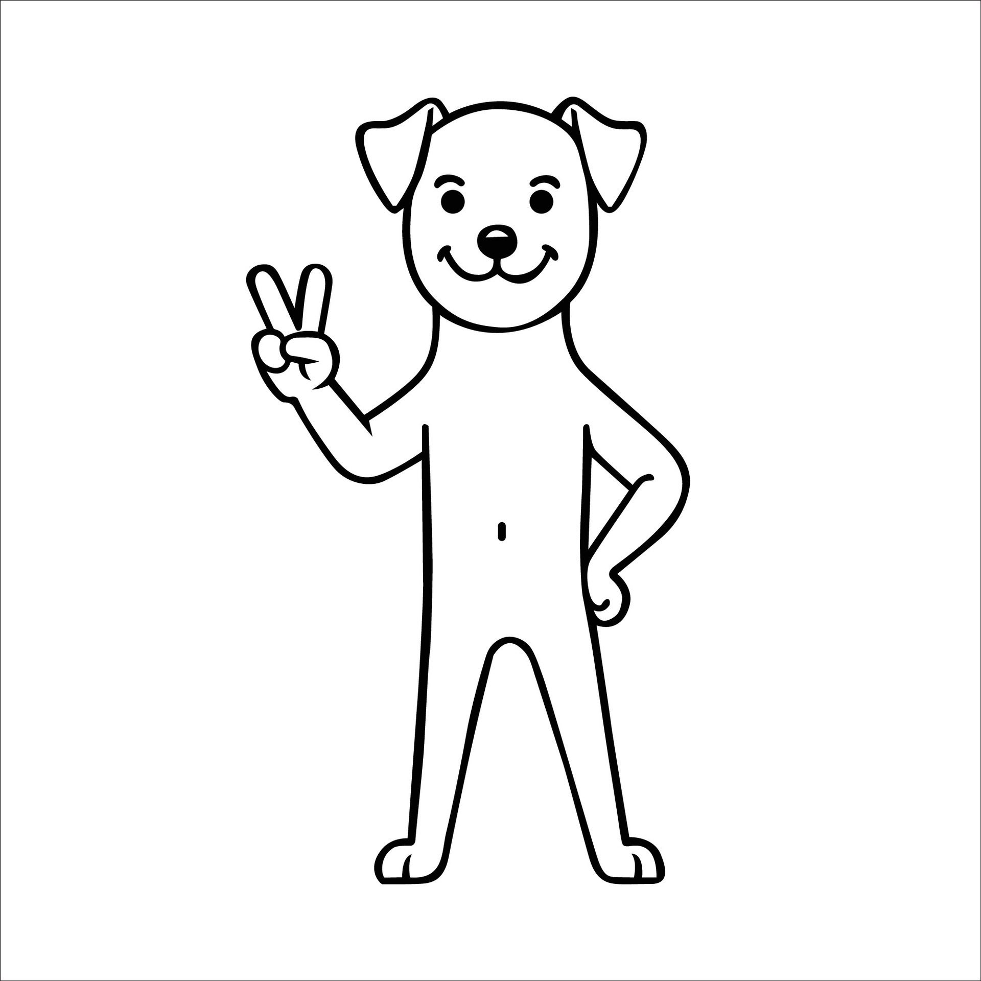 Ai-generated-confident-jack-russell-terrier-peace-gesture-illustration-free-vector