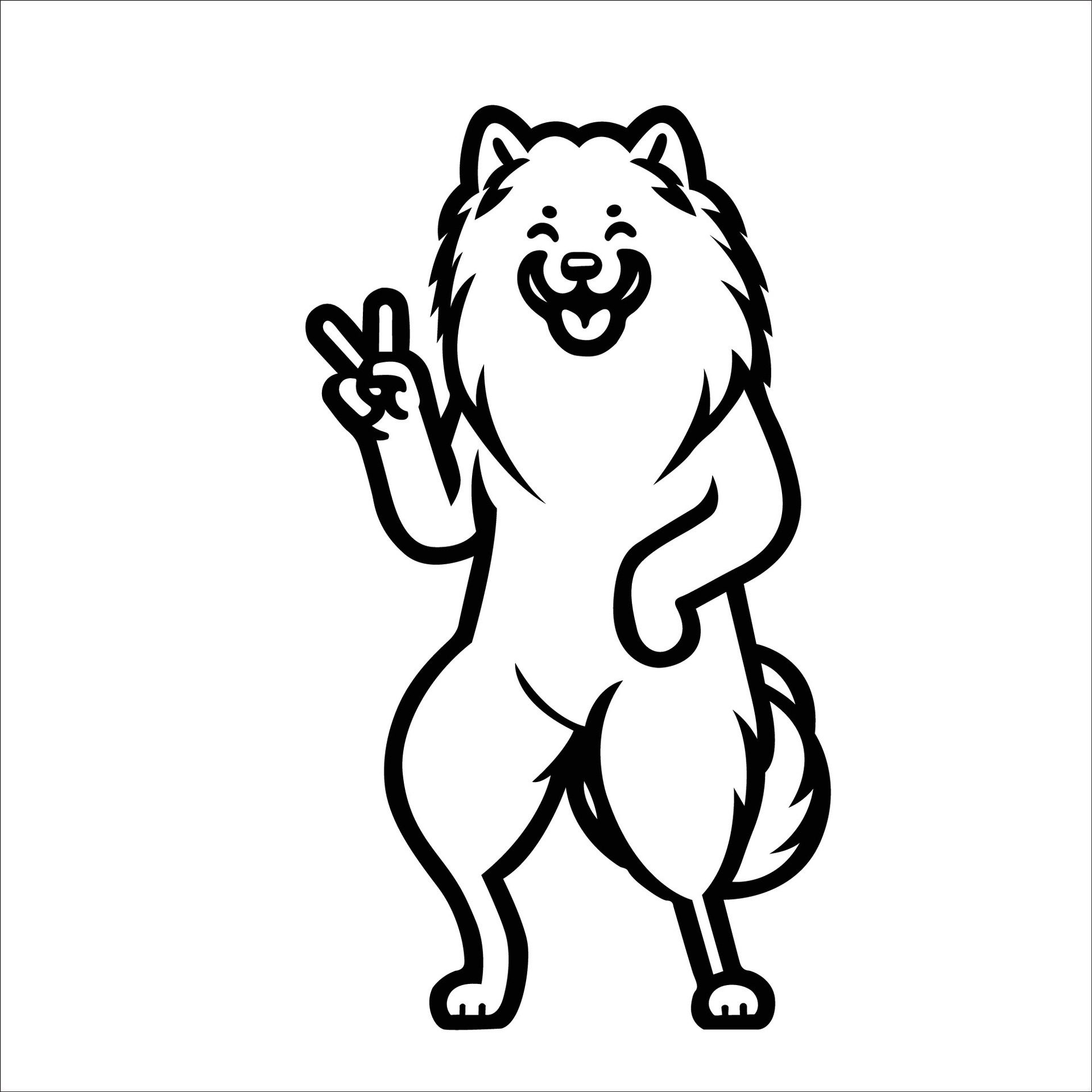 Ai-generated-confident-keeshond-peace-gesture-illustration-free-vector