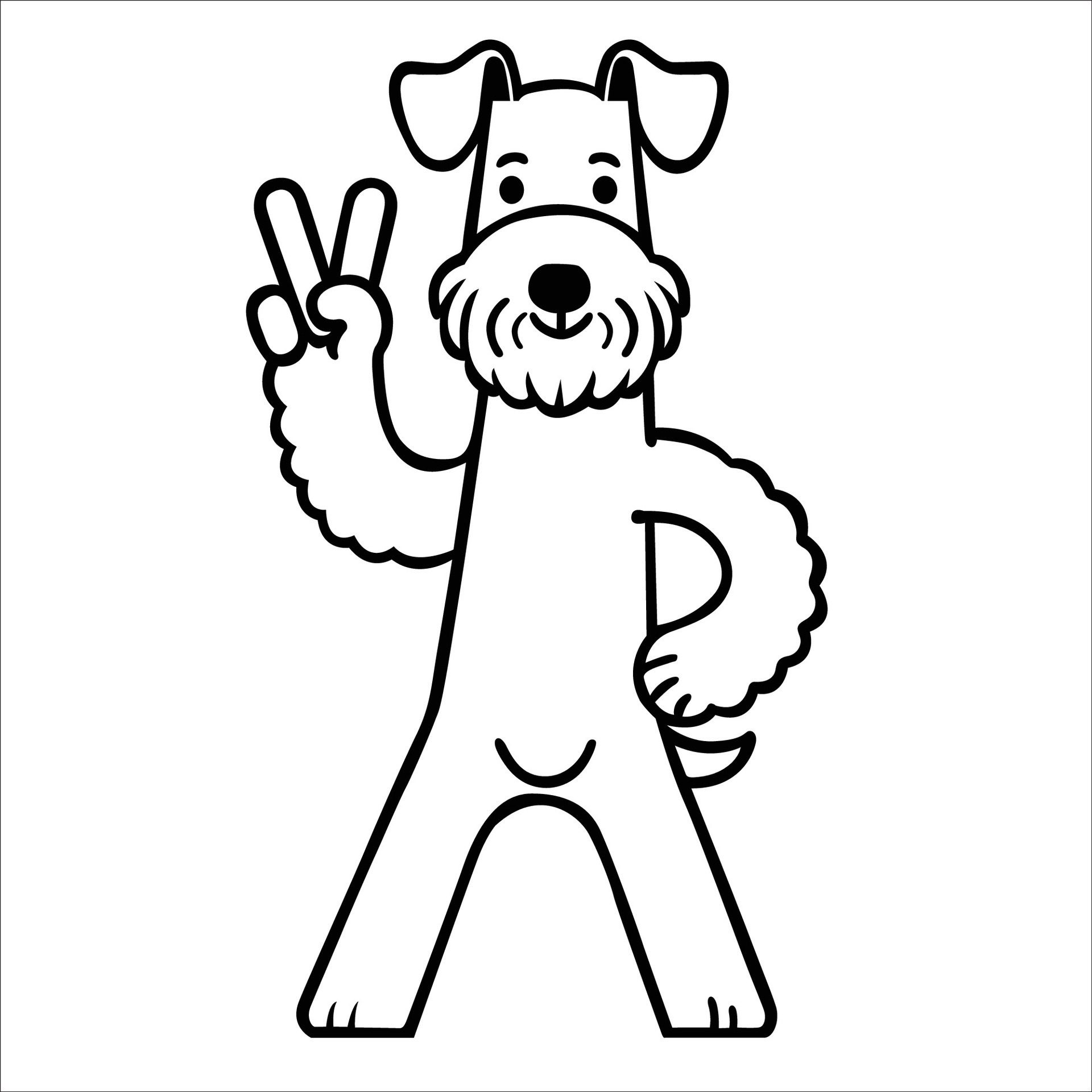 Ai-generated-confident-kerry-blue-terrier-peace-gesture-illustration-free-vector