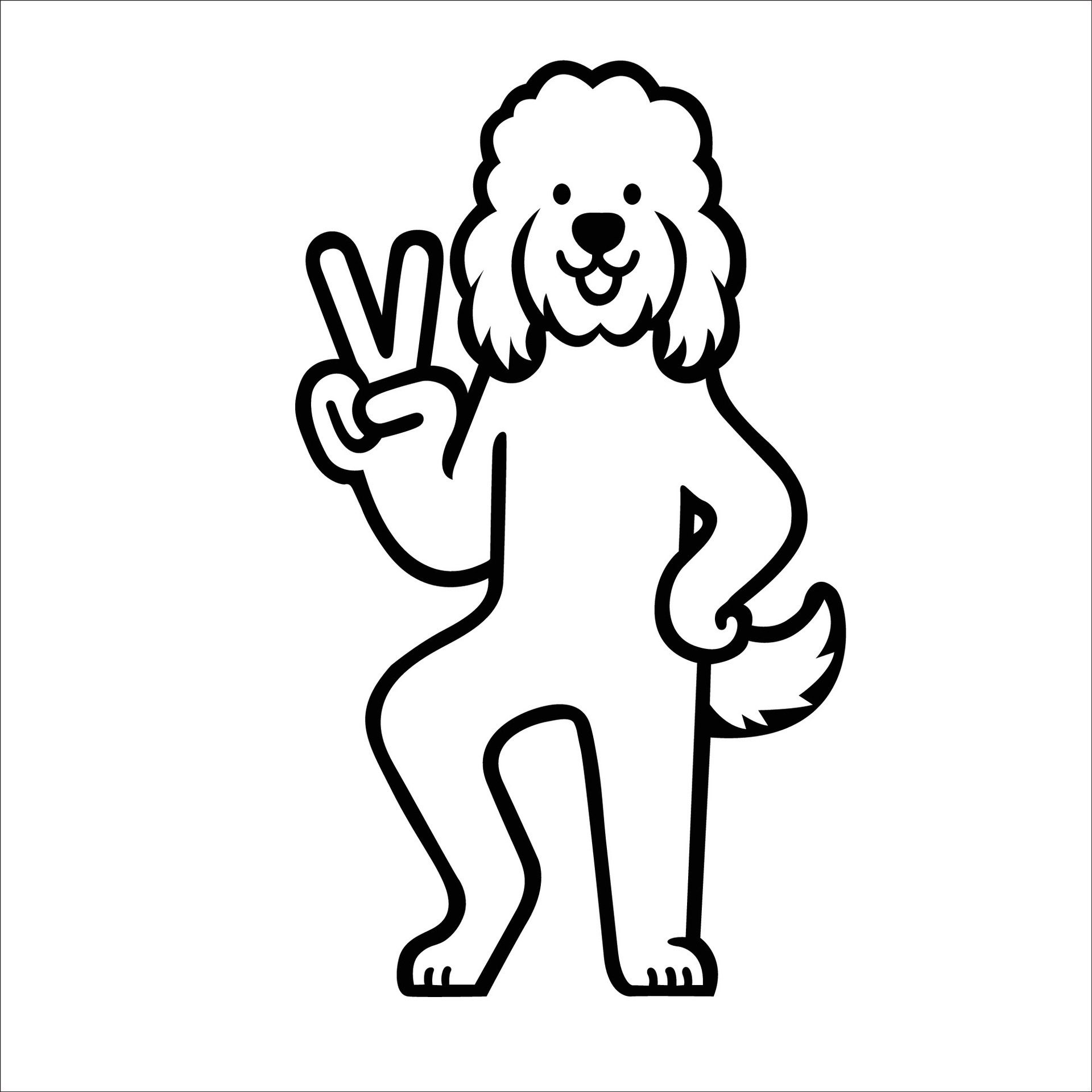 Ai-generated-confident-komondor-peace-gesture-illustration-free-vector
