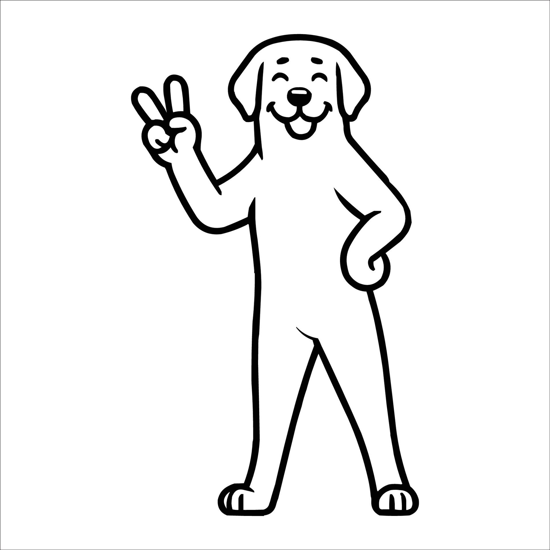 Ai-generated-confident-kuvasz-peace-gesture-illustration-free-vector