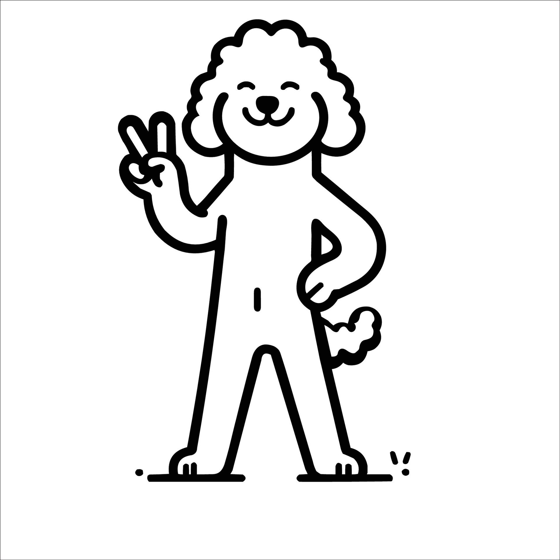 Ai-generated-confident-lagotto-romagnolo-peace-gesture-illustration-free-vector