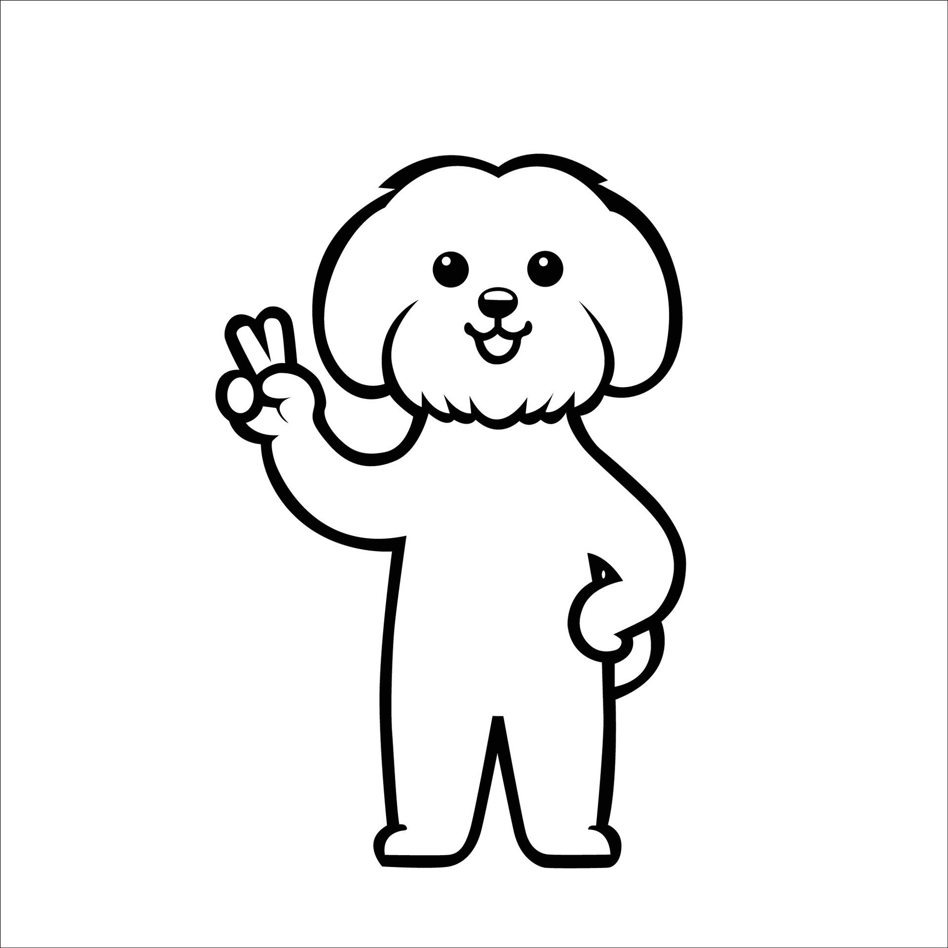 Ai-generated-confident-maltese-peace-gesture-illustration-free-vector