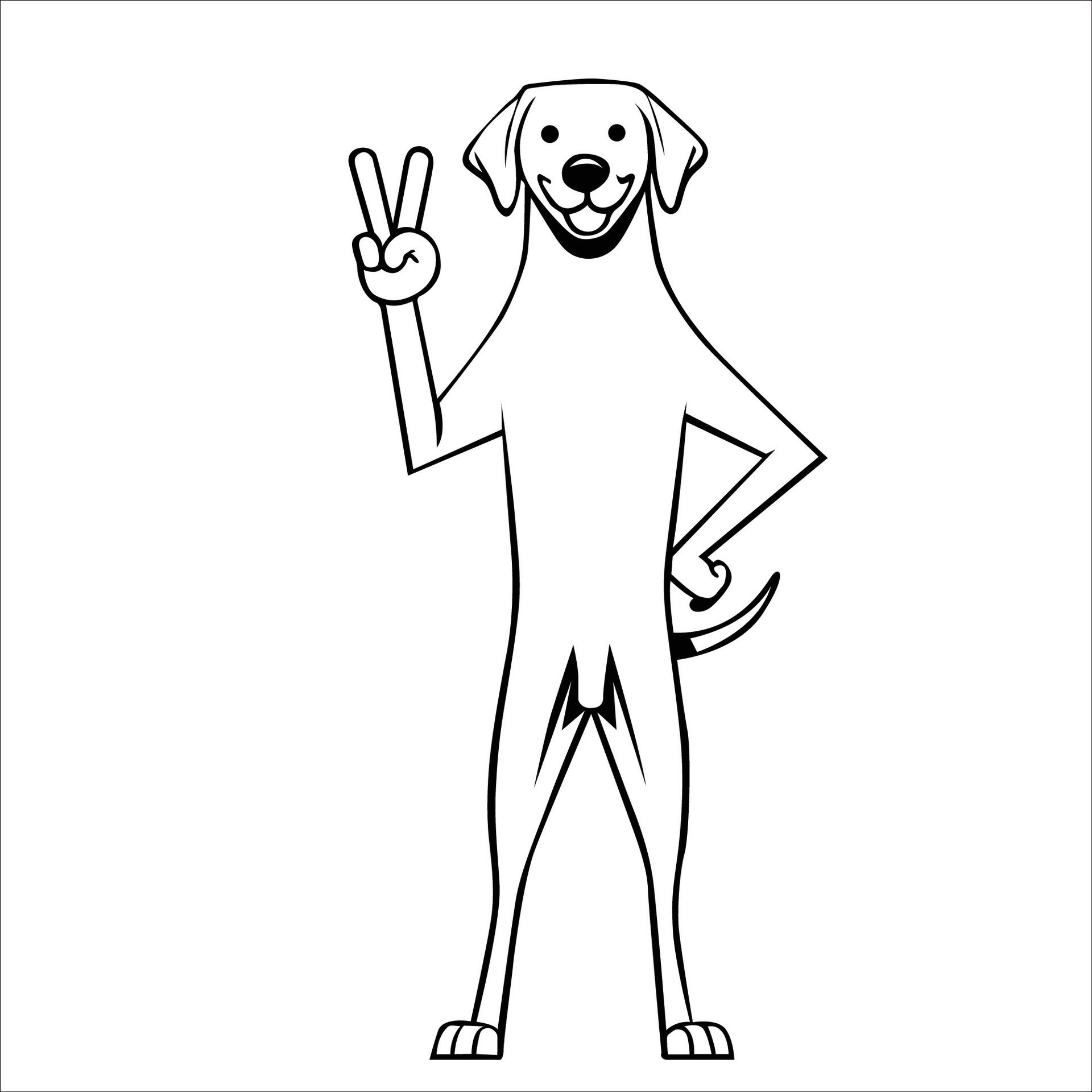 Ai-generated-confident-rhodesian-ridgeback-peace-gesture-illustration-free-vector
