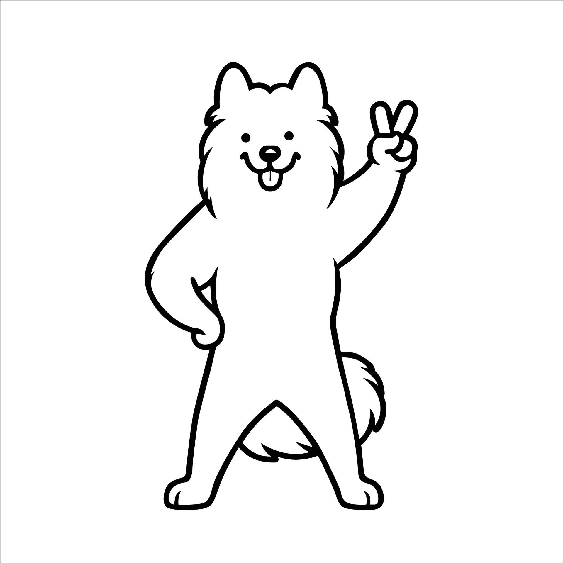 Ai-generated-confident-samoyed-peace-gesture-illustration-free-vector