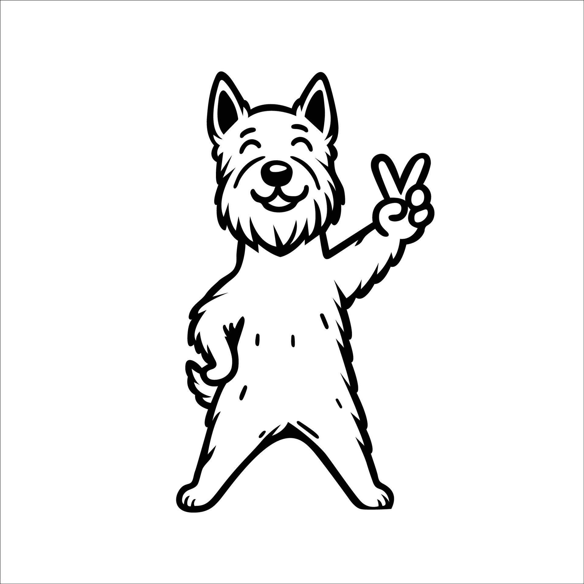 Ai-generated-confident-scottish-terrier-peace-gesture-illustration-free-vector
