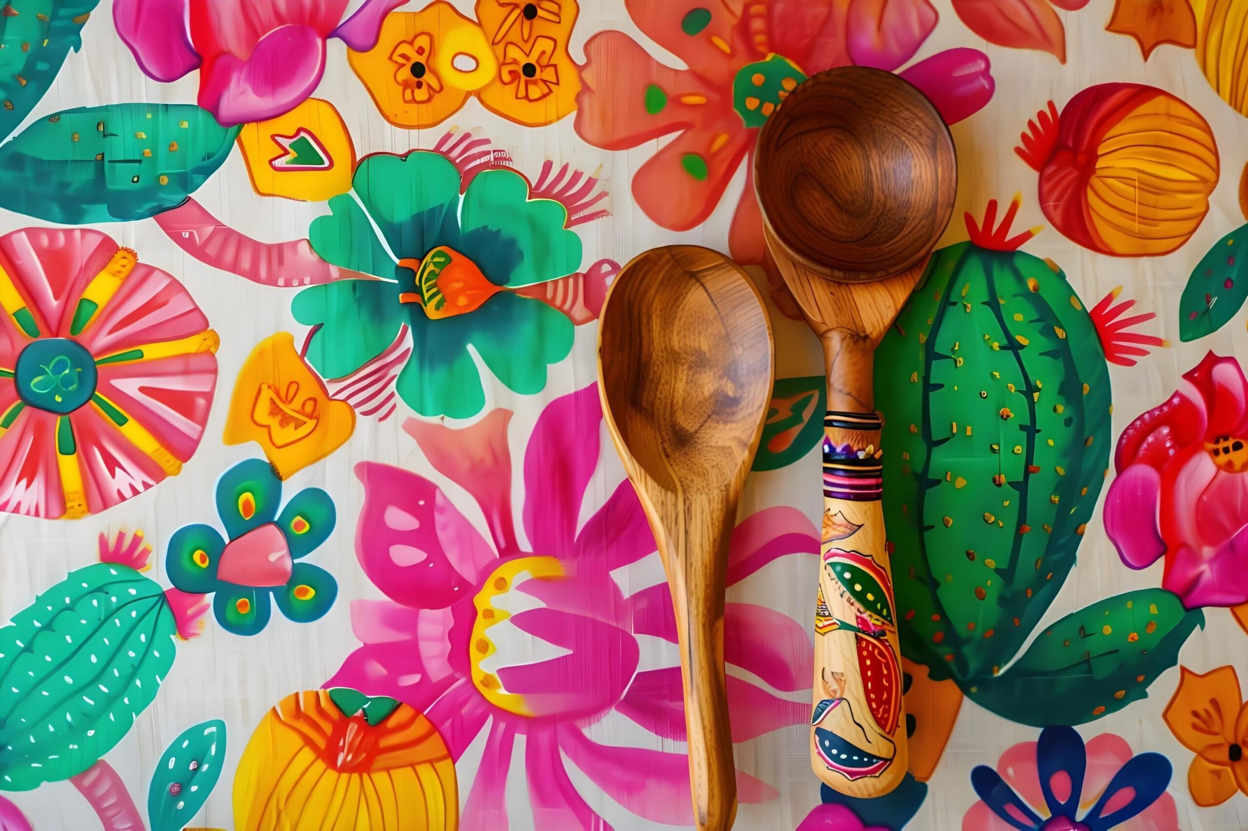 Ai-generated-culinary-fiesta-bold-and-fresh-flavors-in-a-folk-patterned-palette-free-photo