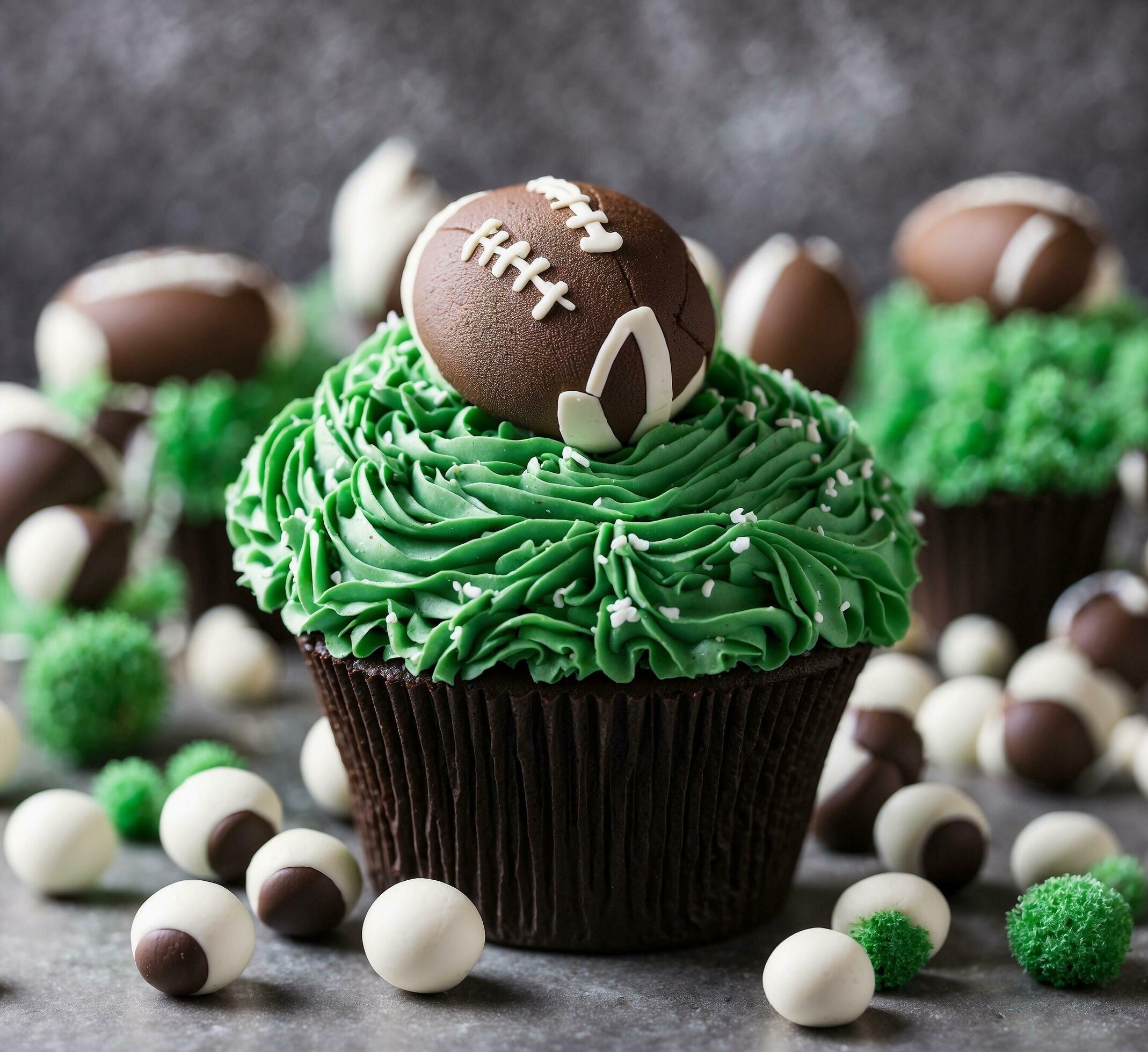 Ai-generated-cupcakes-with-green-buttercream-frosting-and-chocolate-eggs-free-photo