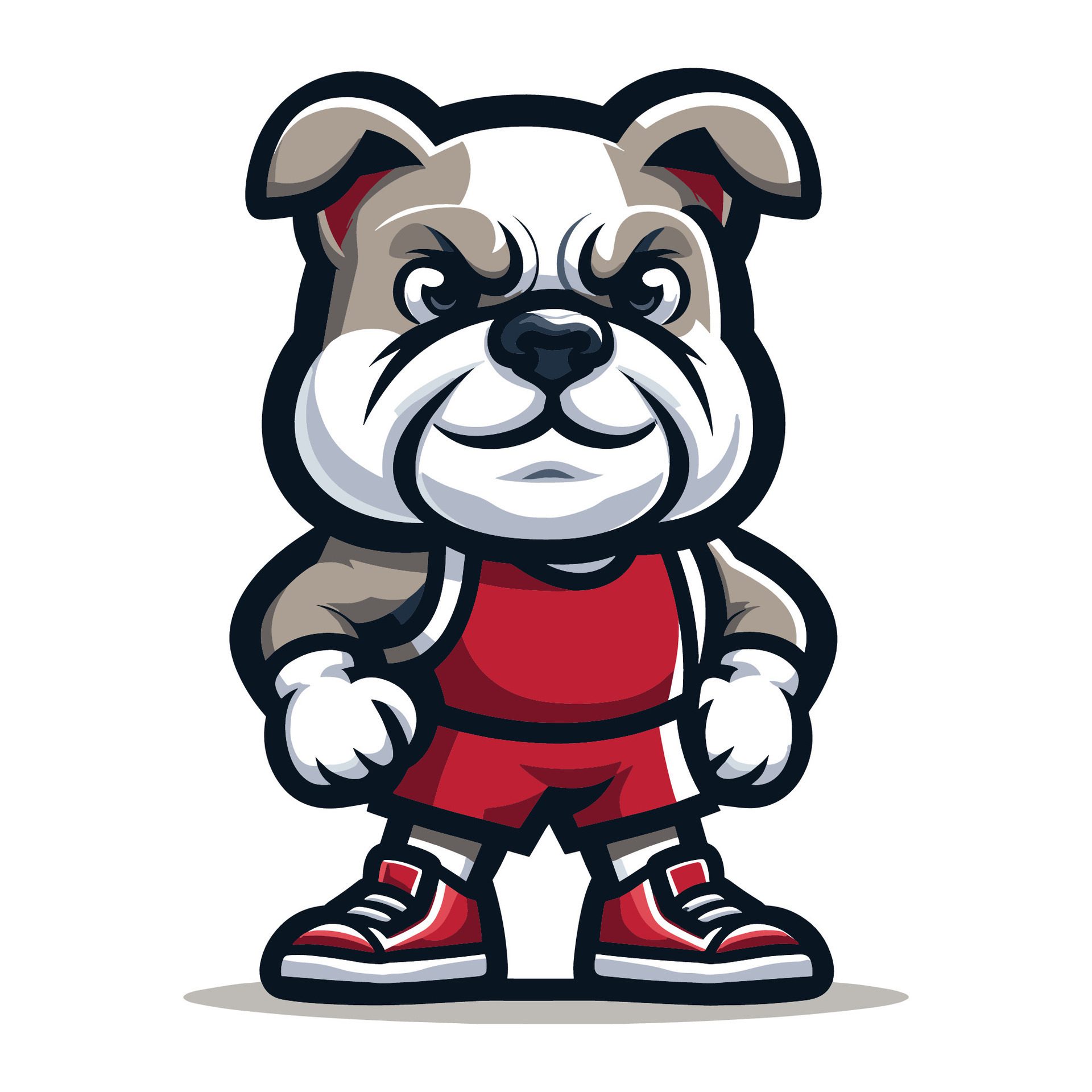 Ai-generated-cute-cartoon-bulldog-puppy-in-sport-shirt-mascot-character-design-logo-template-isolated-on-white-background-free-vector