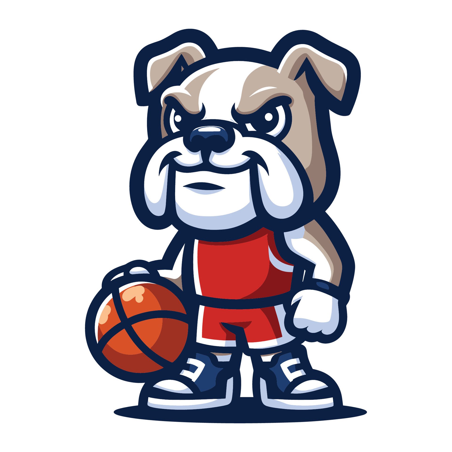 Ai-generated-cute-cartoon-bulldog-puppy-playing-basketball-mascot-character-design-logo-template-isolated-on-white-background-free-vector