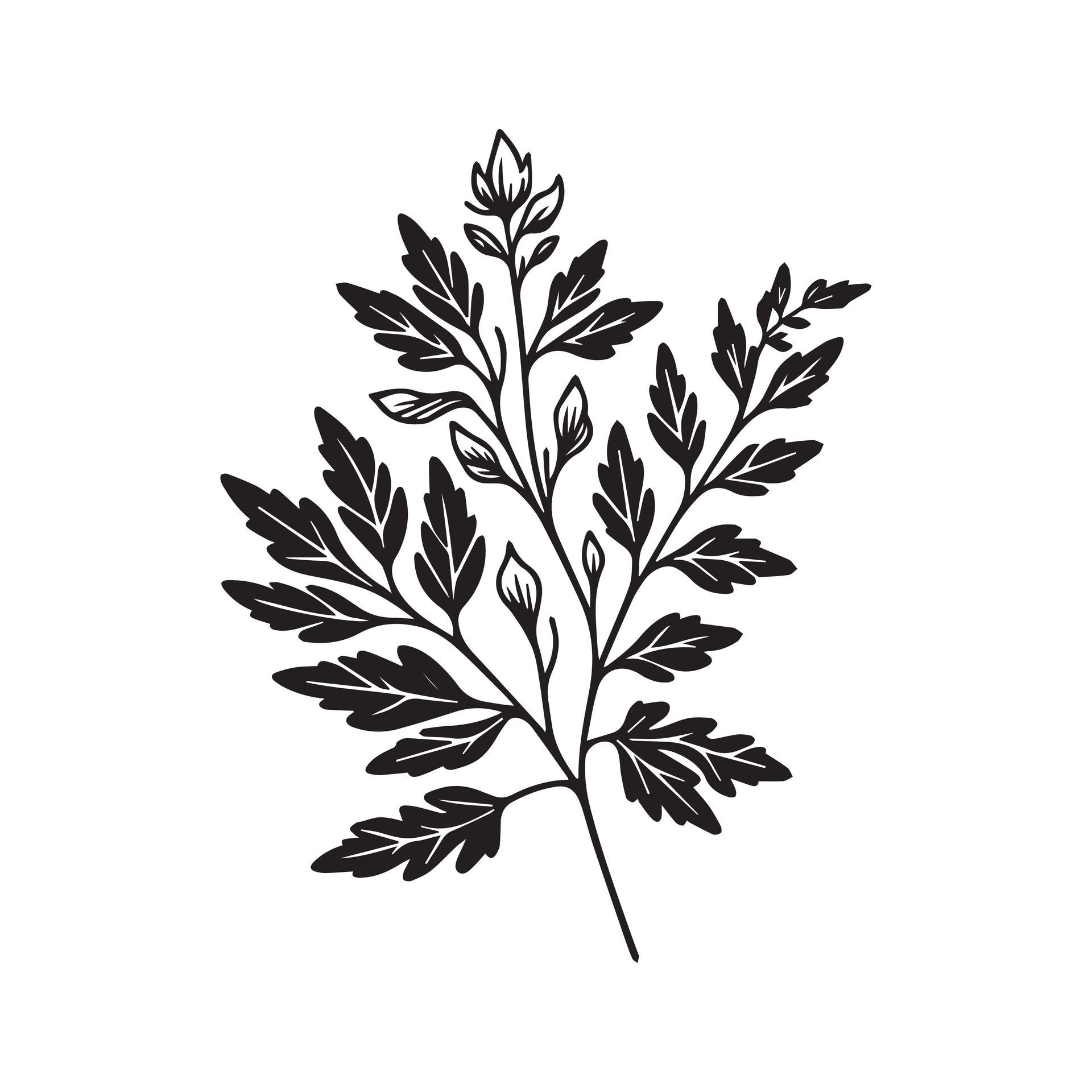 Ai-generated-delphinium-flower-silhouette-black-and-white-illustration-free-vector
