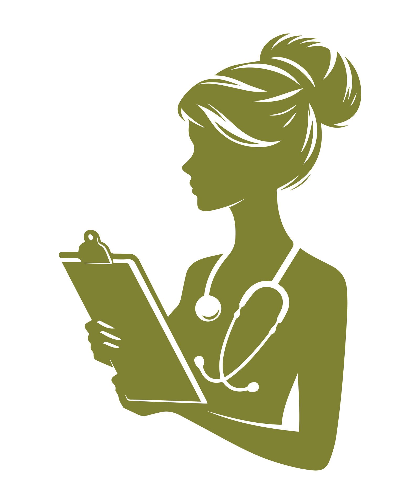 Ai-generated-female-doctor-olive-green-silhouette-with-stethoscop-free-vector