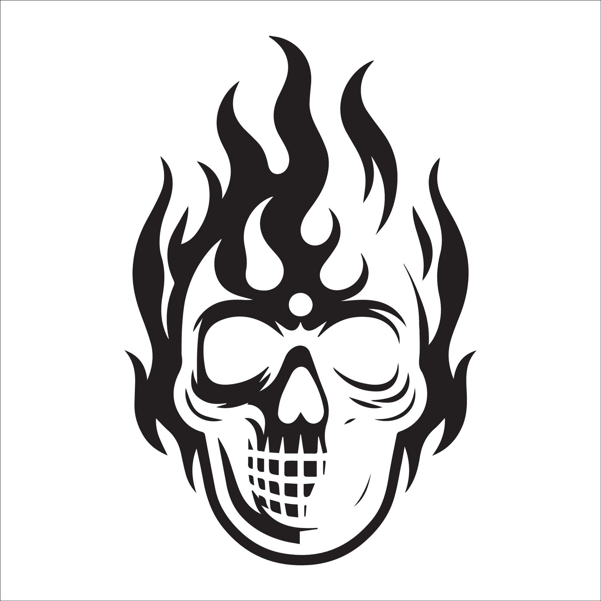 Ai-generated-fire-skull-in-black-and-white-illustration-free-vector