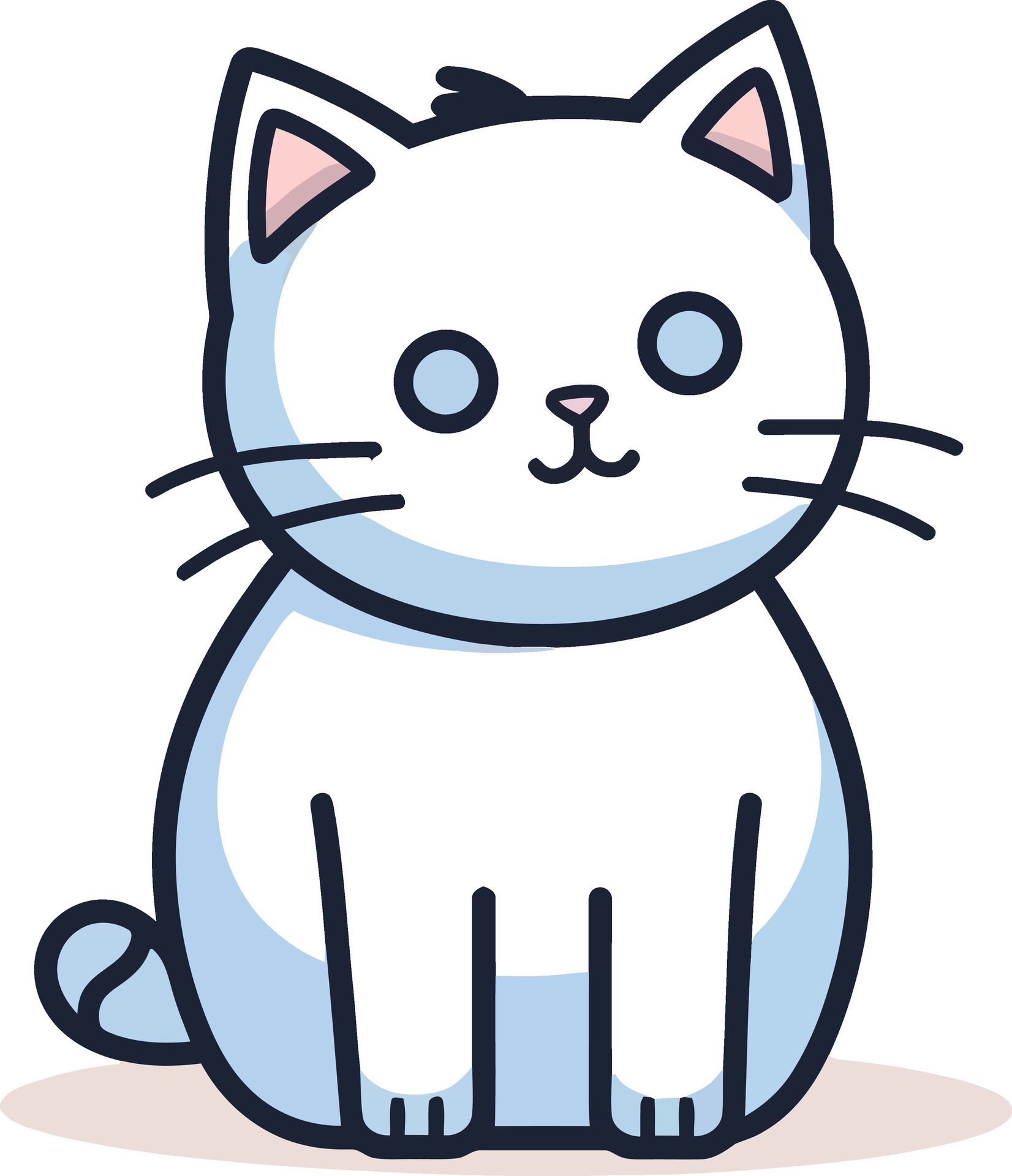 Ai-generated-flat-color-of-cute-cat-illustration-white-background-free-vector
