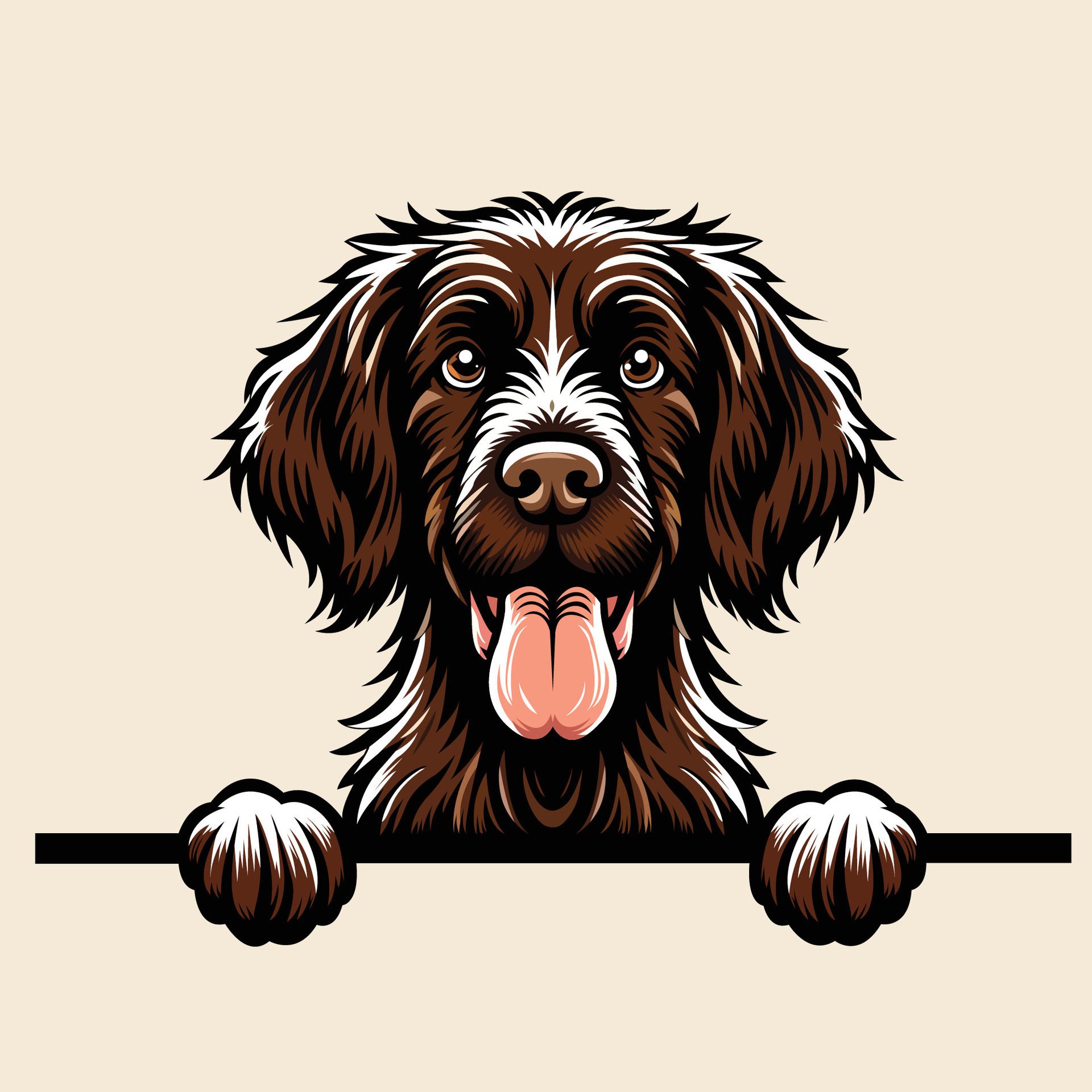 Ai-generated-german-wirehaired-pointer-dog-peeking-face-illustration-free-free-vector