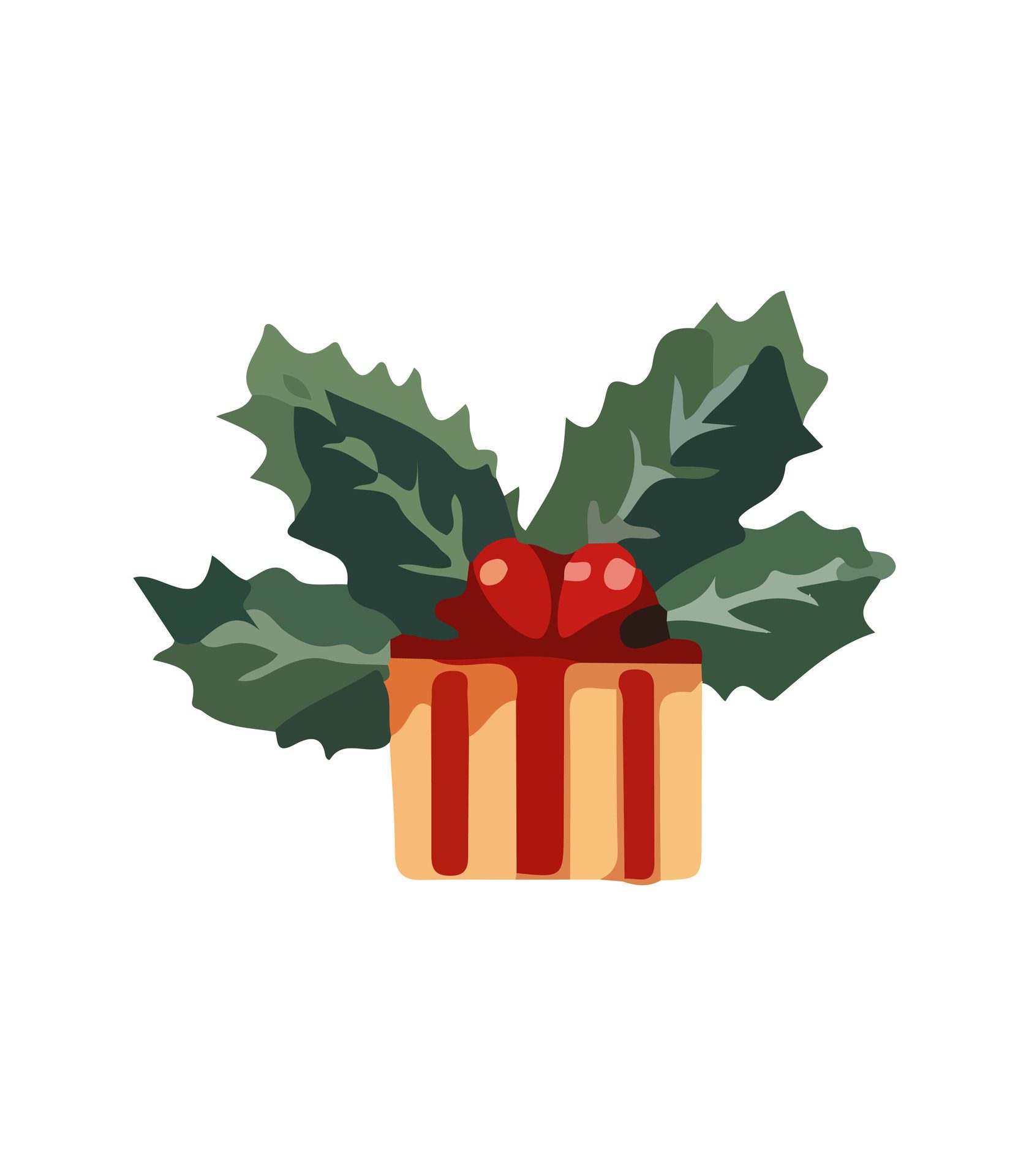 Ai-generated-gift-illustration-christmas-new-year-decoration-box-drawn-in-cartoon-watercolor-style-free-vector