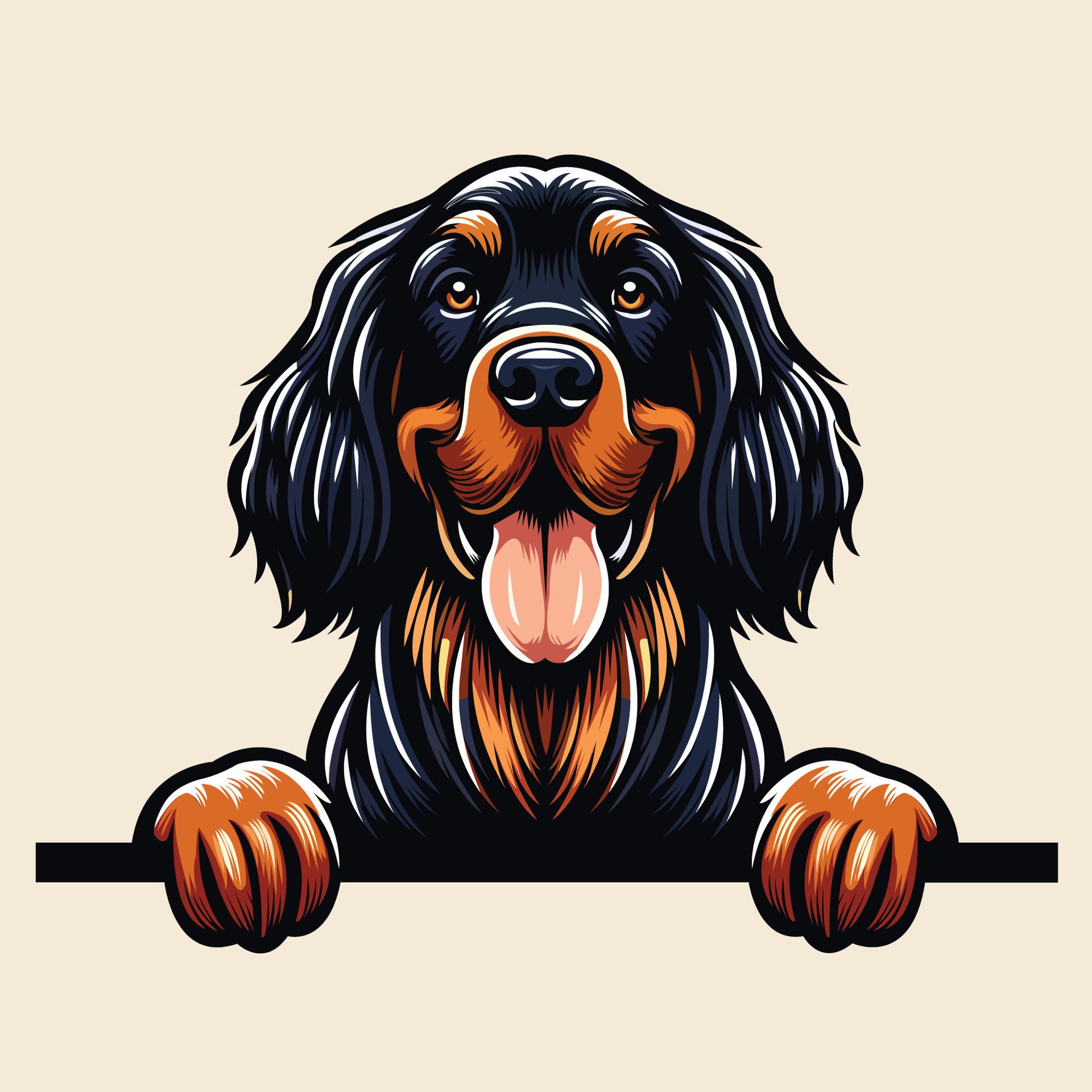 Ai-generated-gordon-setter-dog-peeking-face-illustration-free-free-vector