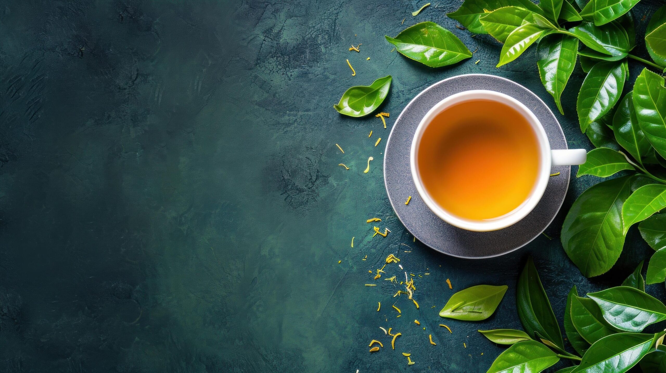Ai-generated-green-tea-advertisment-background-with-copy-space-free-photo