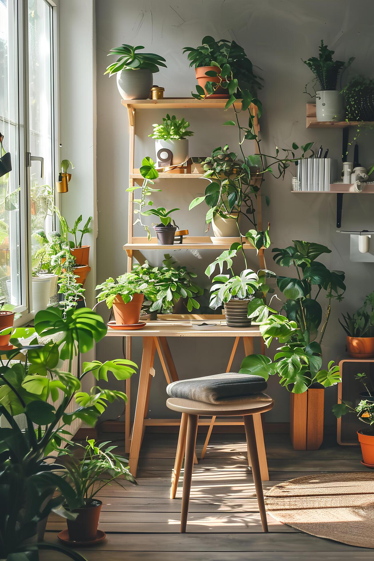 Ai-generated-green-thumb-haven-indoor-plant-care-with-love-free-photo