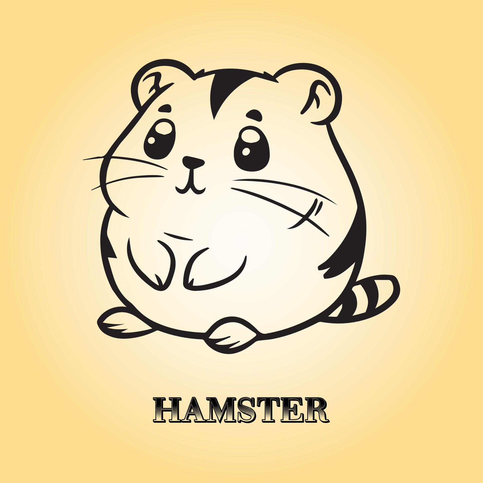 Ai-generated-hamster-is-a-sitting-illustration-in-black-and-white-free-vector