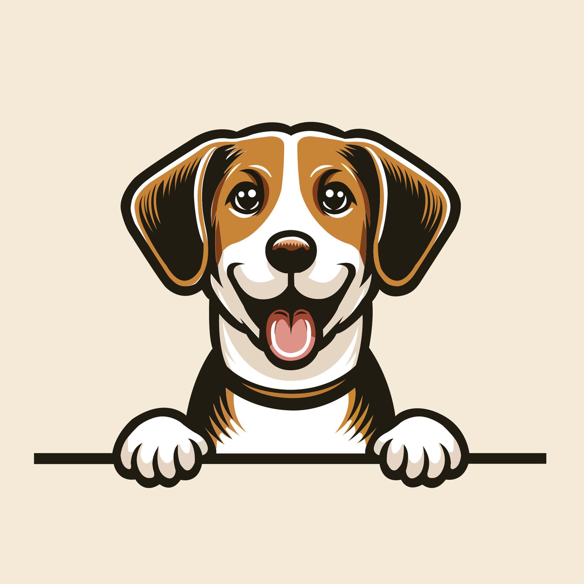 Ai-generated-harrier-dog-peeking-face-illustration-free-free-vector