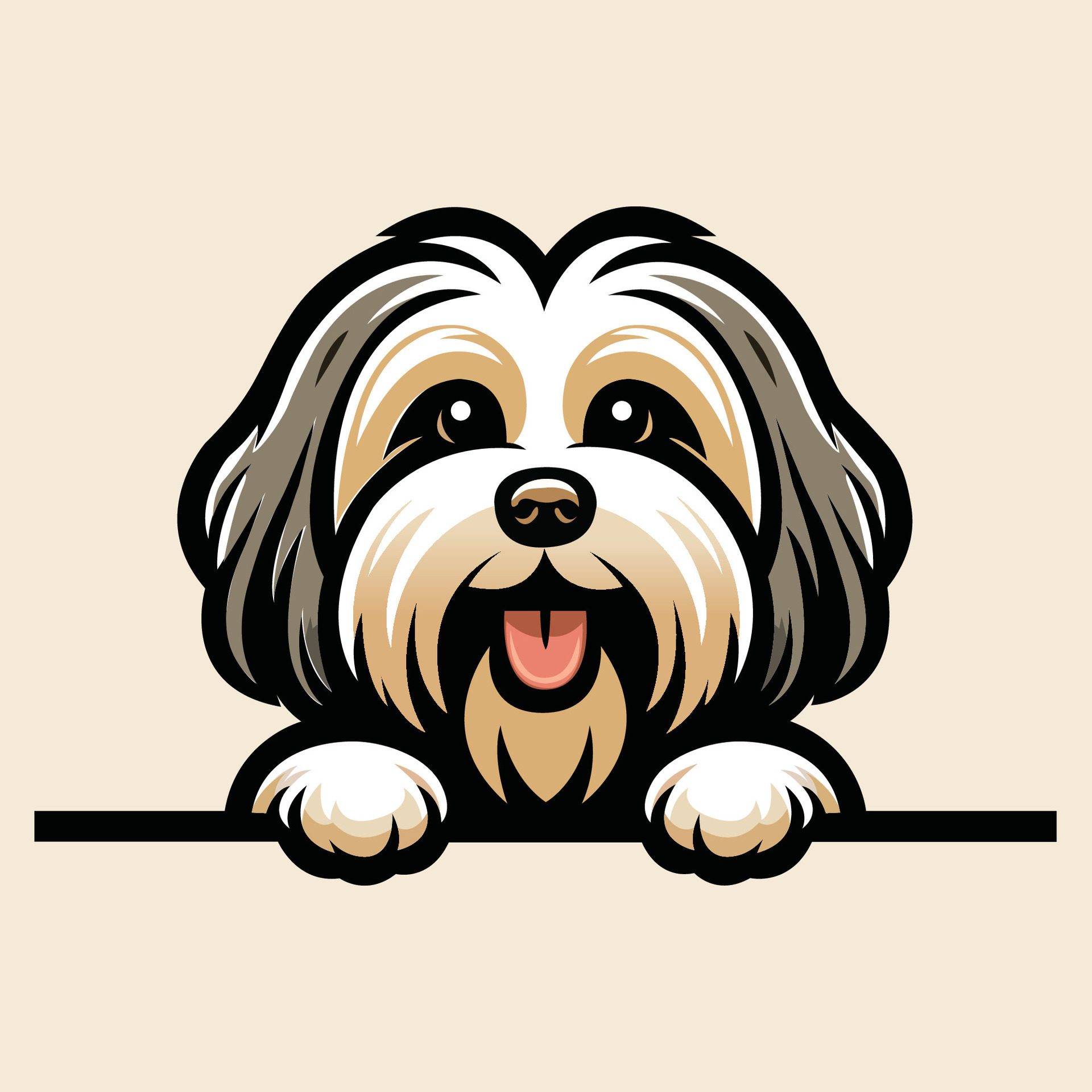 Ai-generated-havanese-dog-peeking-face-illustration-free-vector