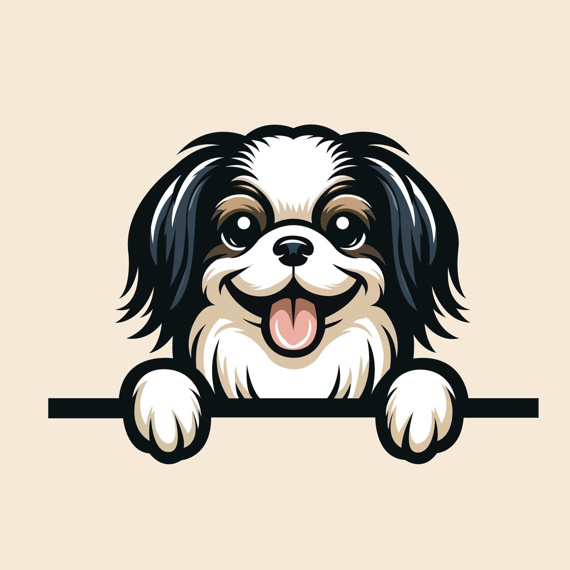 Ai-generated-japanese-chin-dog-peeking-face-illustration-free-vector