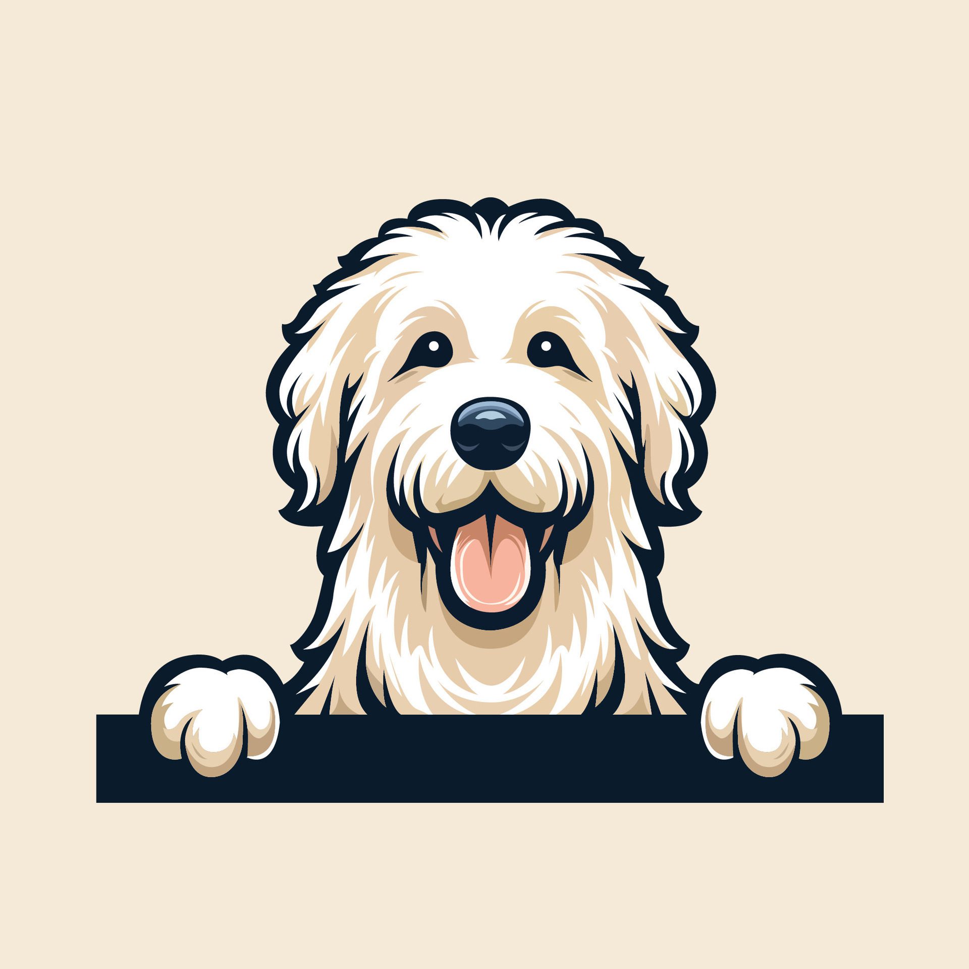 Ai-generated-komondor-dog-peeking-face-illustration-free-free-vector