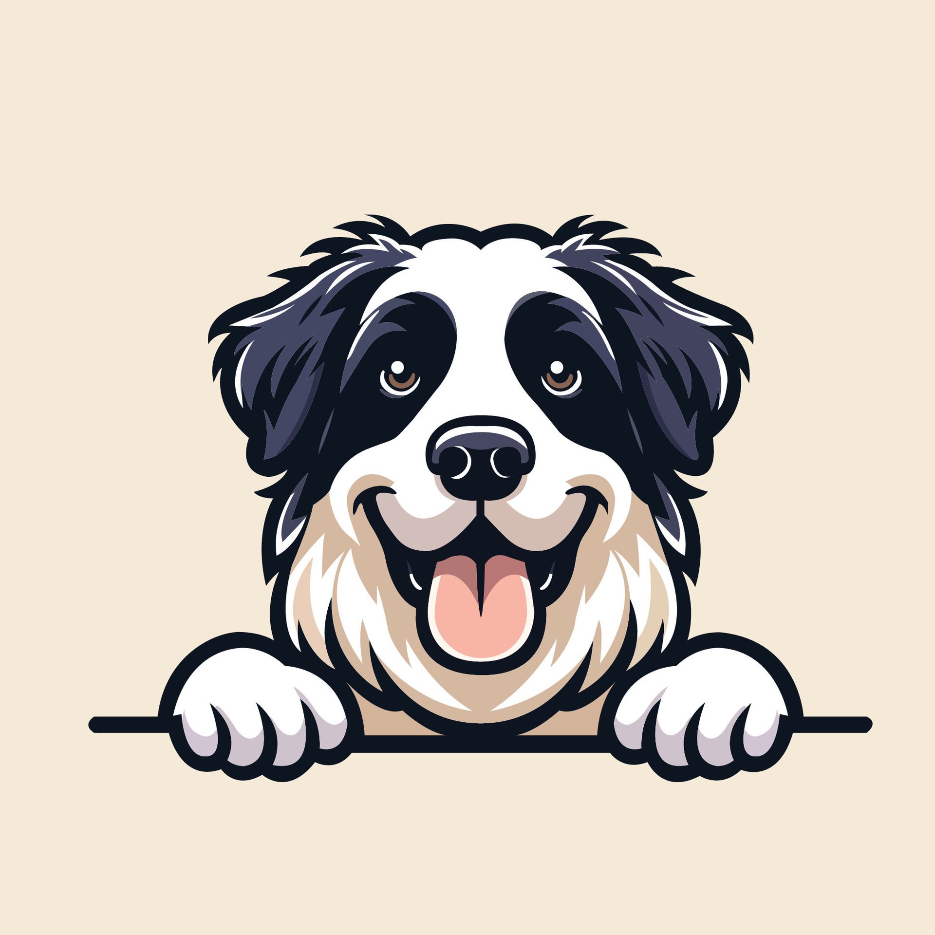 Ai-generated-kuvasz-dog-peeking-face-illustration-free-free-vector