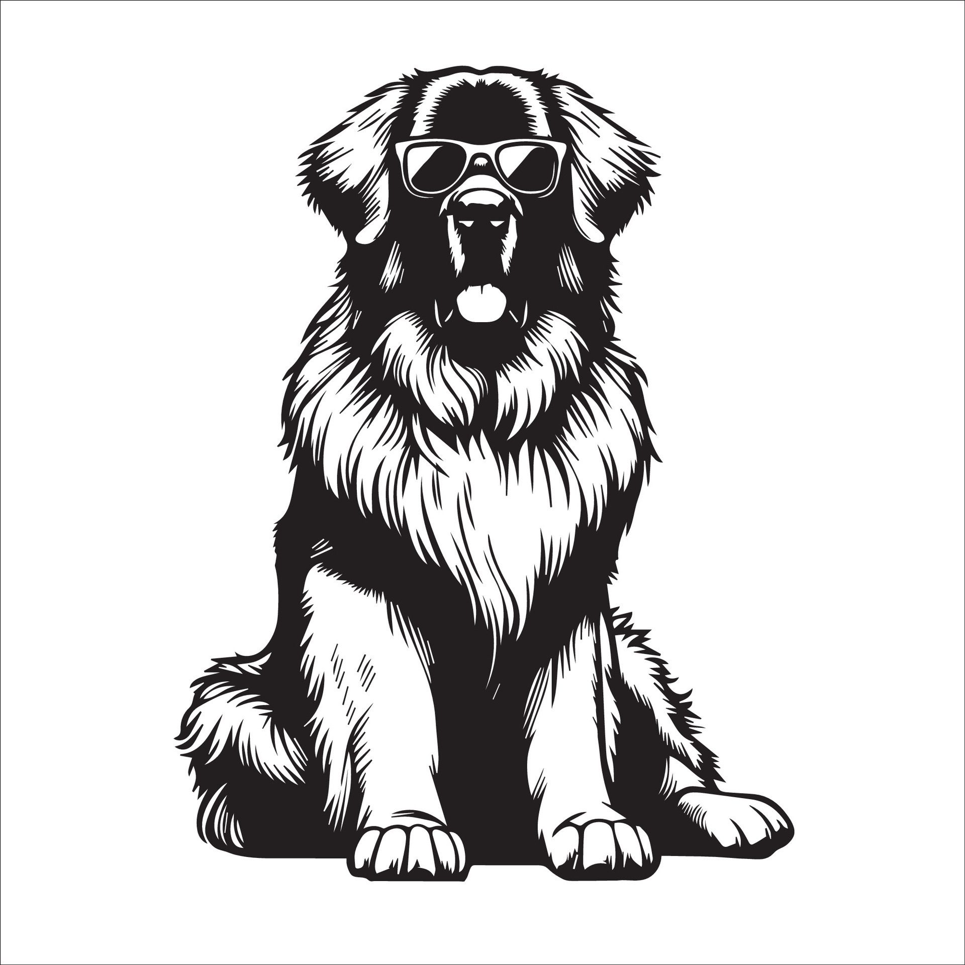 Ai-generated-leonberger-dog-wearing-sunglasses-illustration-free-vector