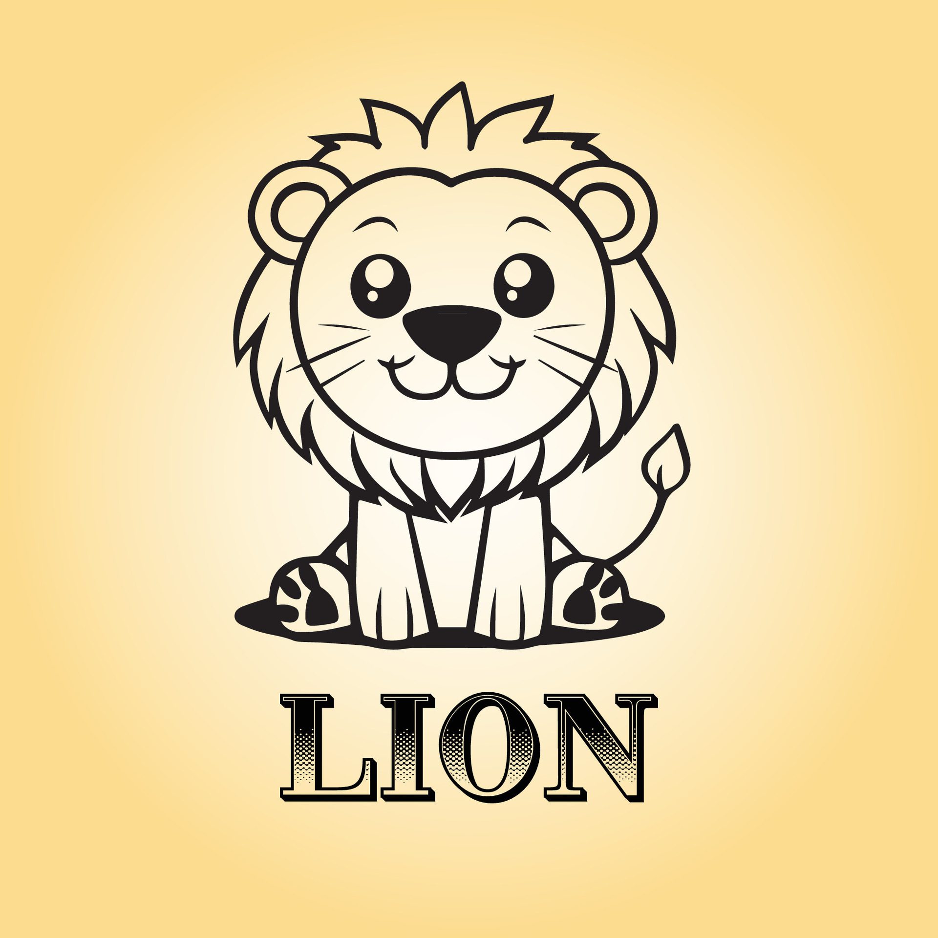 Ai-generated-lion-is-a-sitting-illustration-in-black-and-white-free-vector