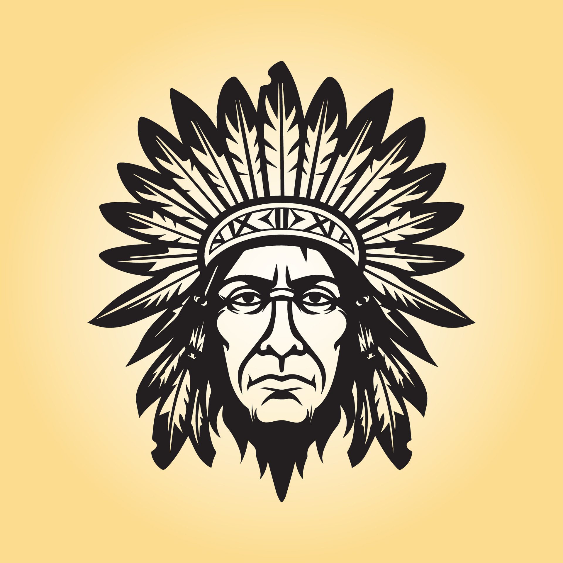 Ai-generated-native-american-face-silhouette-illustration-free-vector