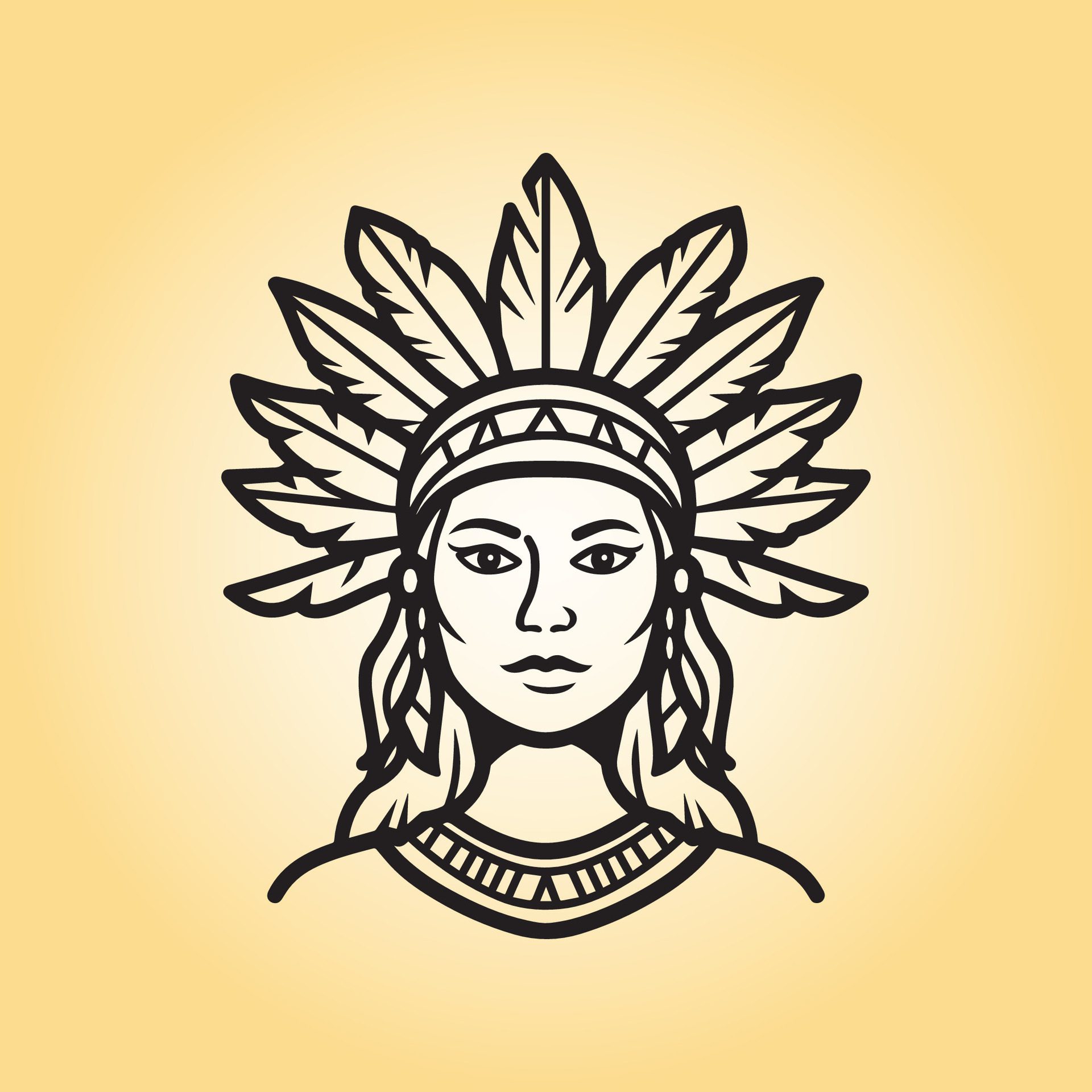 Ai-generated-native-american-head-illustration-free-vector