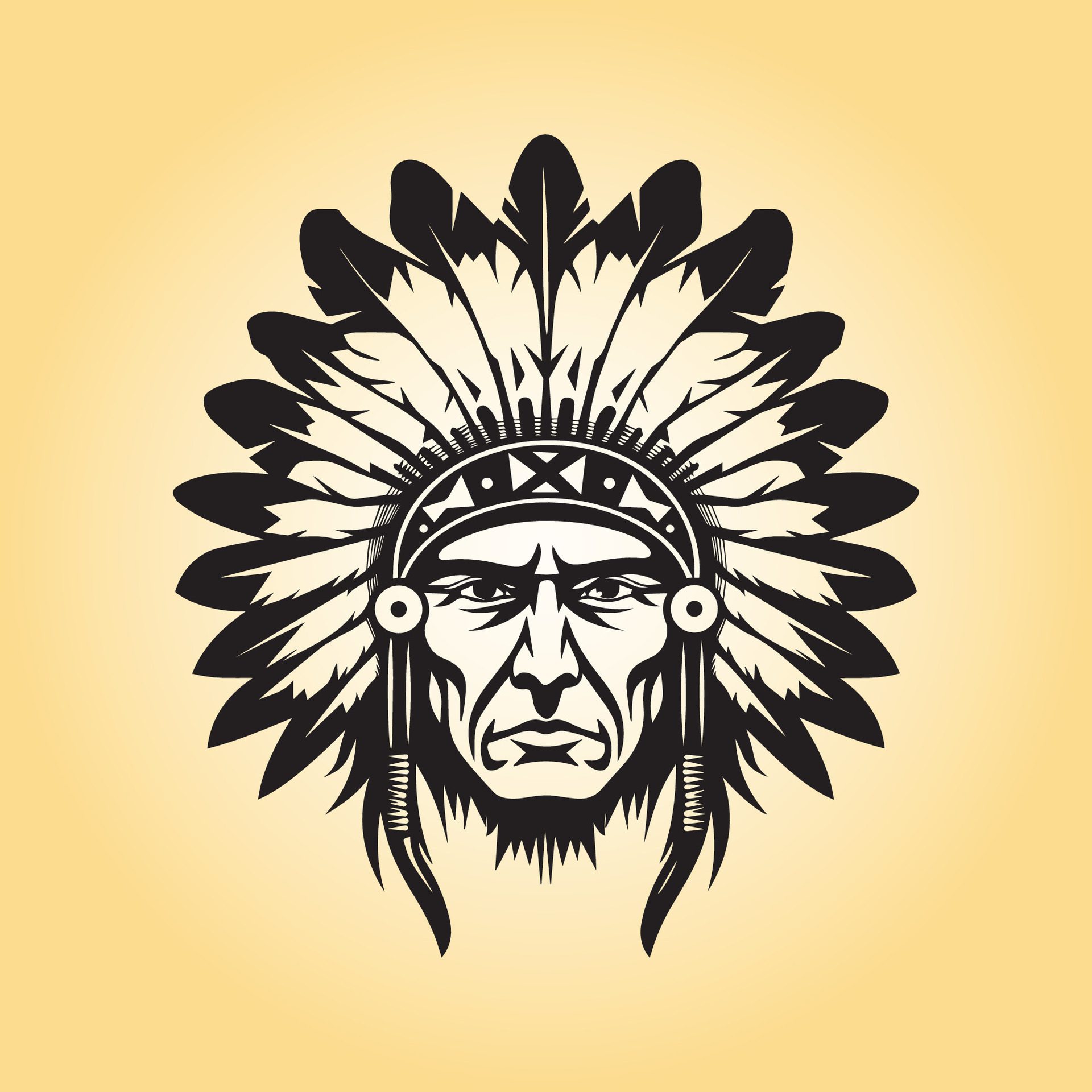 Ai-generated-native-american-head-silhouette-illustration-free-vector