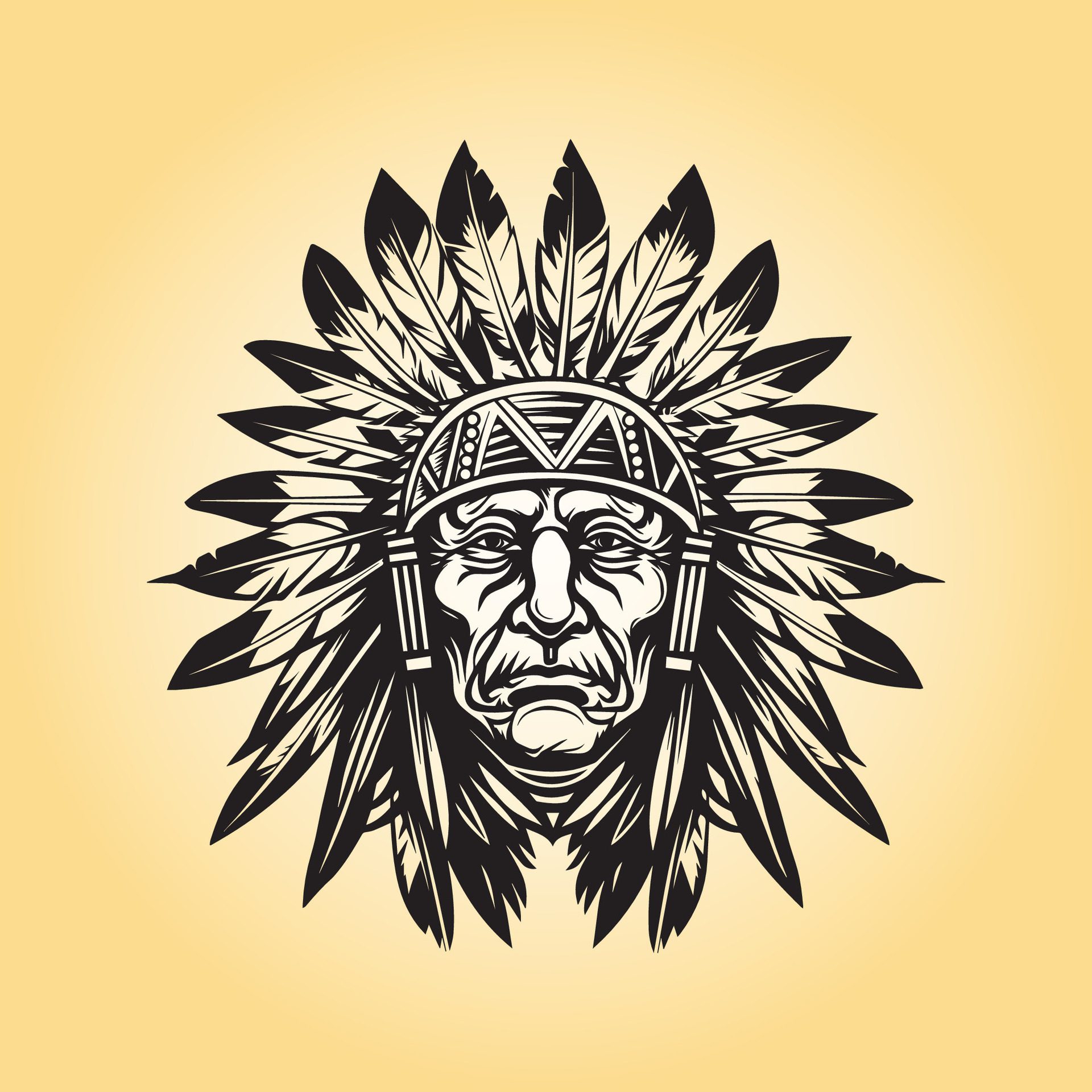 Ai-generated-native-american-sunflower-head-silhouette-free-vector