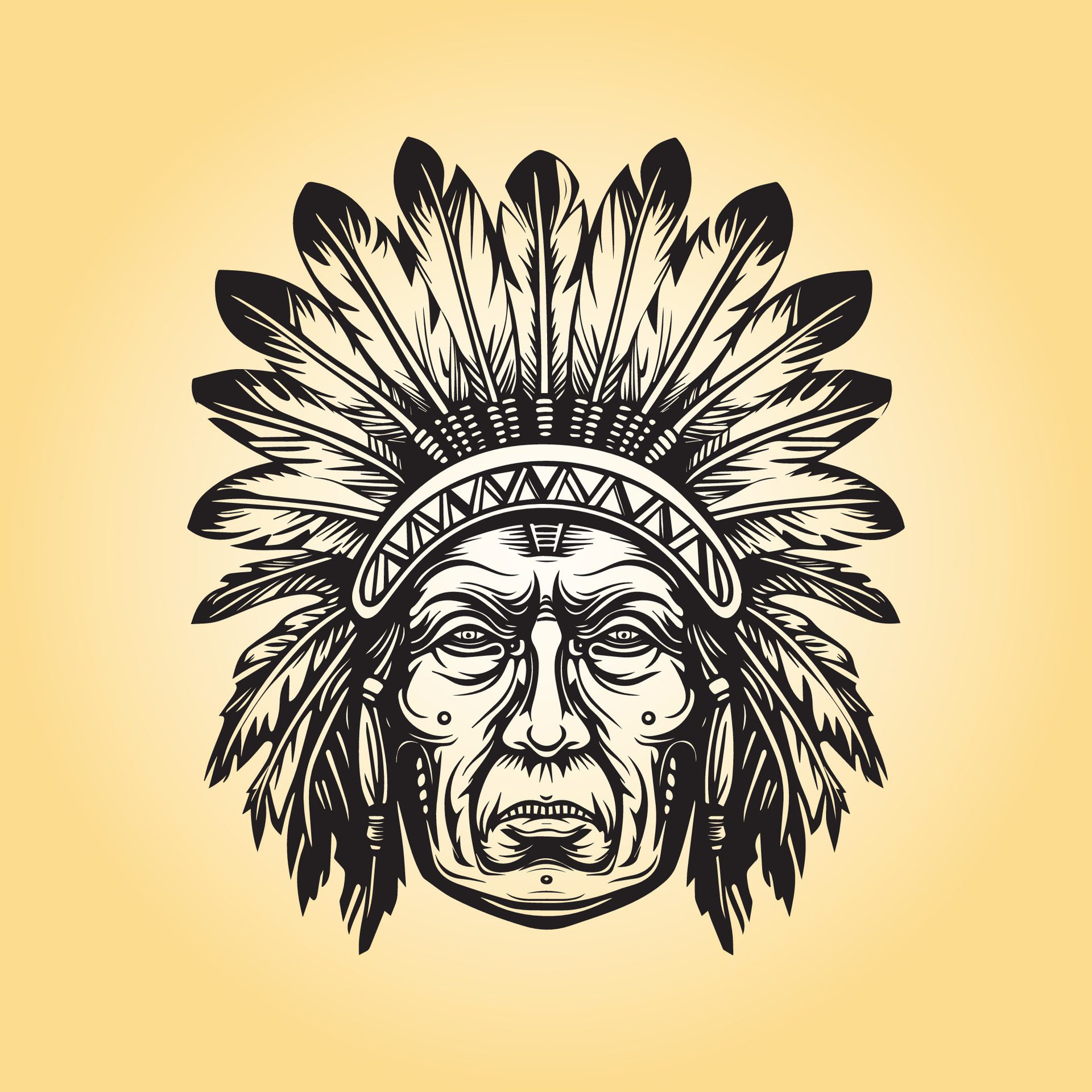 Ai-generated-native-american-vintage-headdress-illustration-free-vector