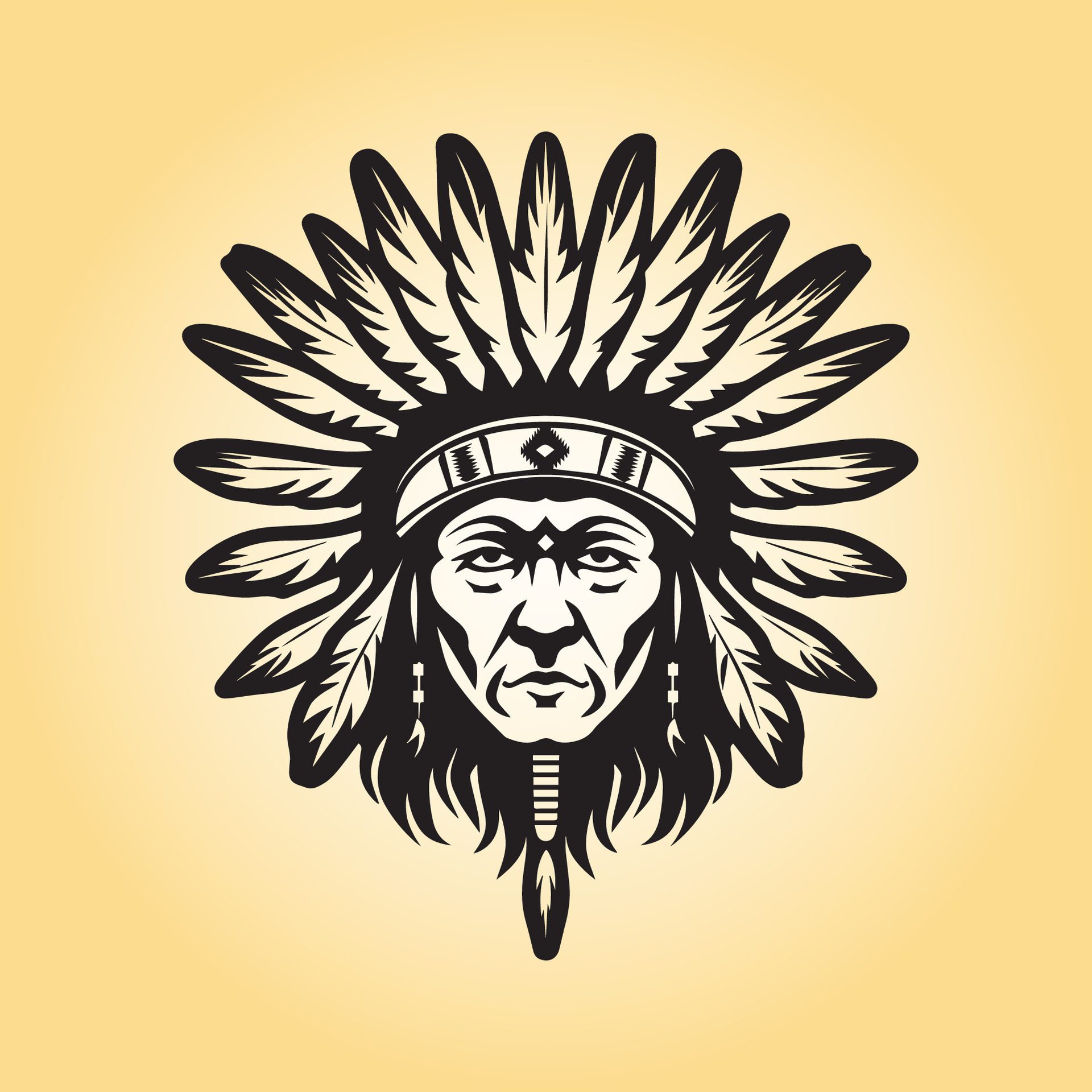 Ai-generated-native-old-man-head-illustration-in-black-and-white-free-vector