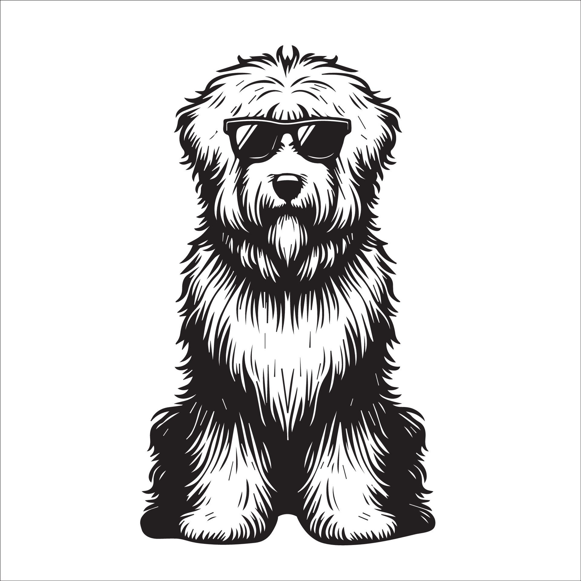 Ai-generated-old-english-sheepdog-dog-wearing-sunglasses-illustration-free-vector