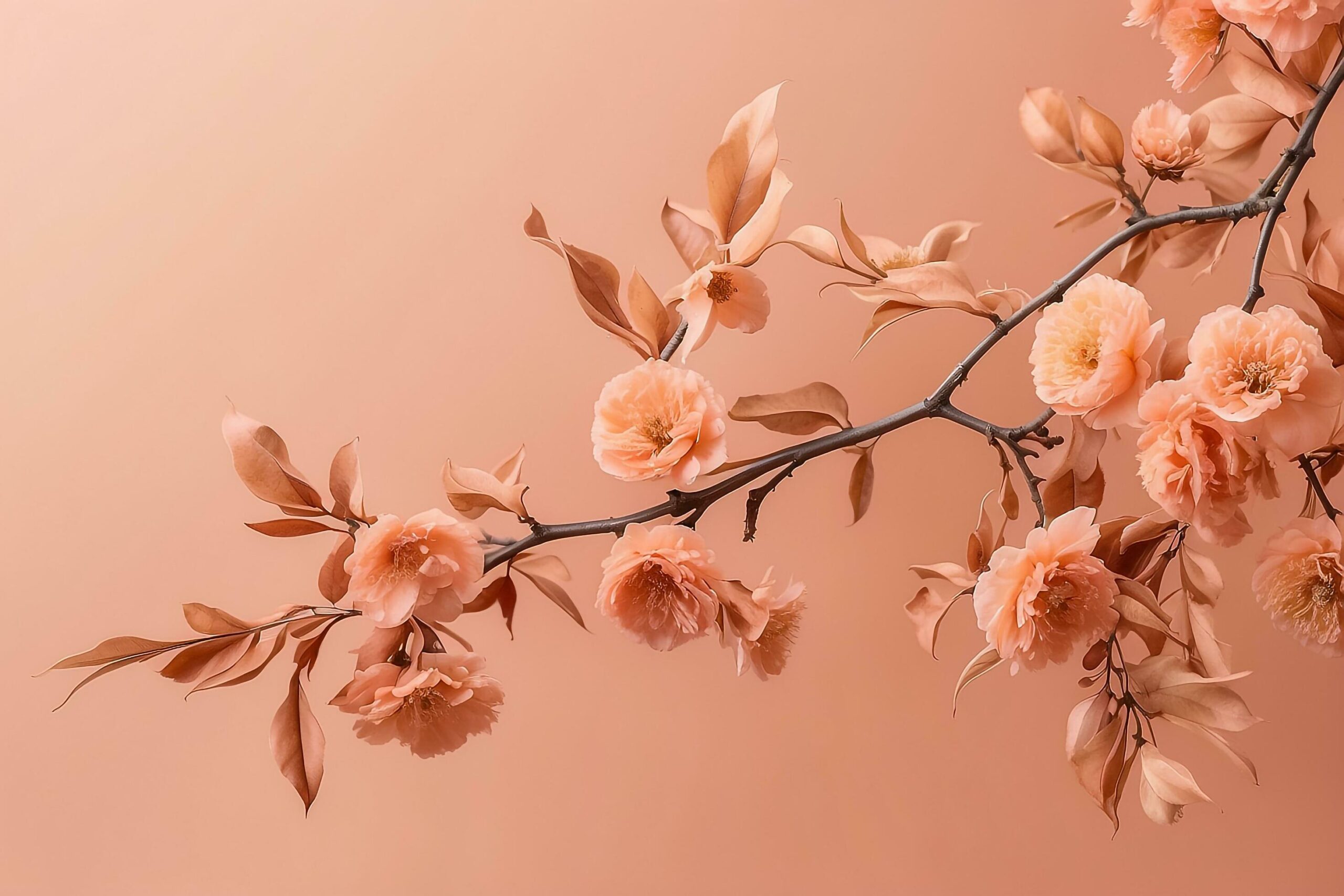 Ai-generated-peachy-tree-limbs-on-the-2024-color-of-the-year-peach-fuzz-backdrop-free-photo