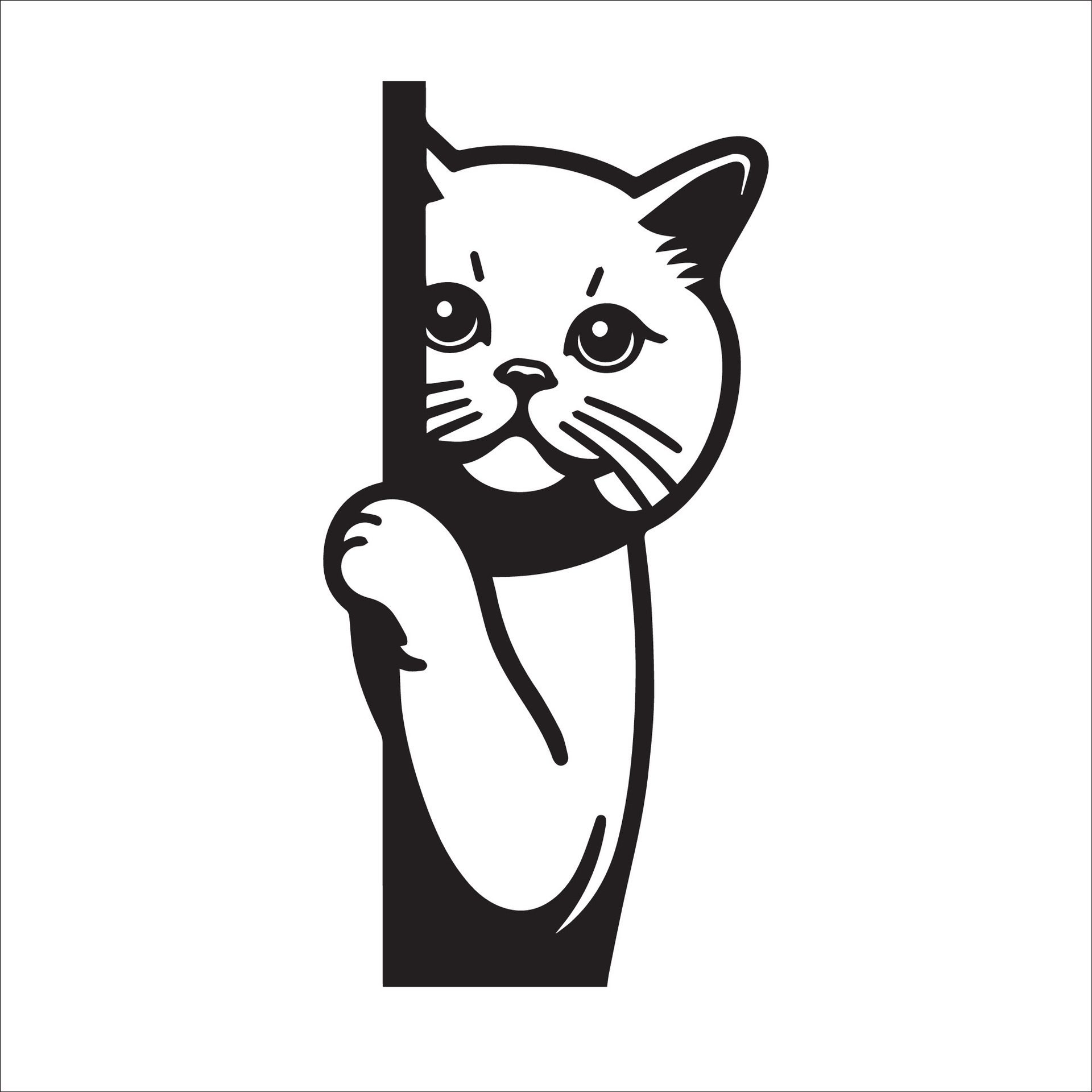 Ai-generated-peeking-british-shorthair-cat-illustration-in-black-and-white-free-vector