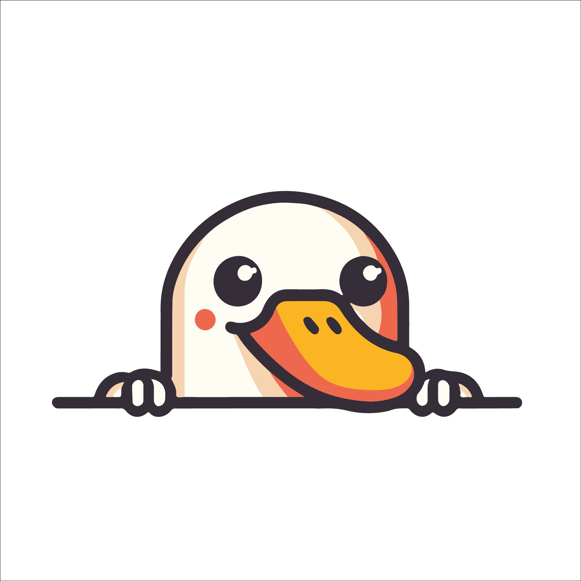 Ai-generated-peeking-duck-face-illustration-free-vector