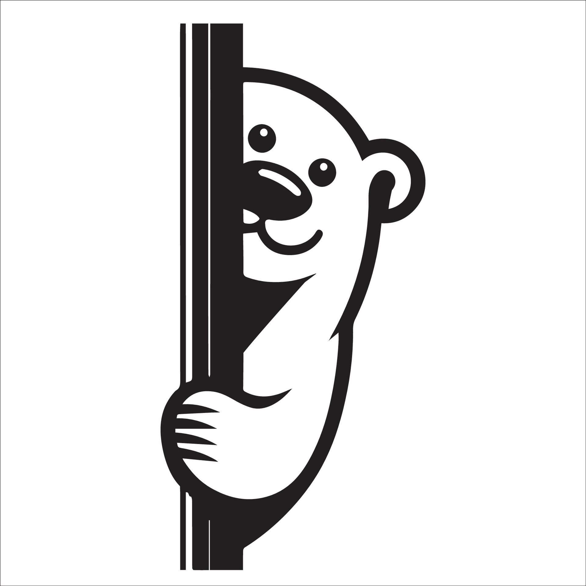 Ai-generated-peeking-polar-bear-illustration-in-black-and-white-free-vector
