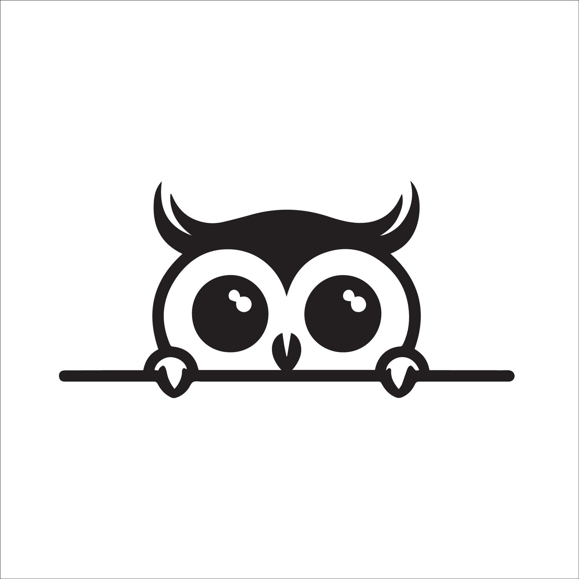 Ai-generated-peeking-scops-owl-illustration-in-black-and-white-free-vector