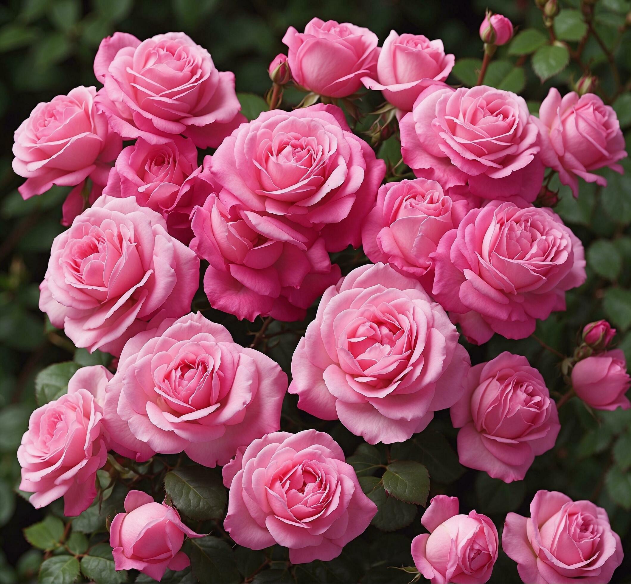Ai-generated-pink-roses-in-a-garden-close-up-natural-background-free-photo