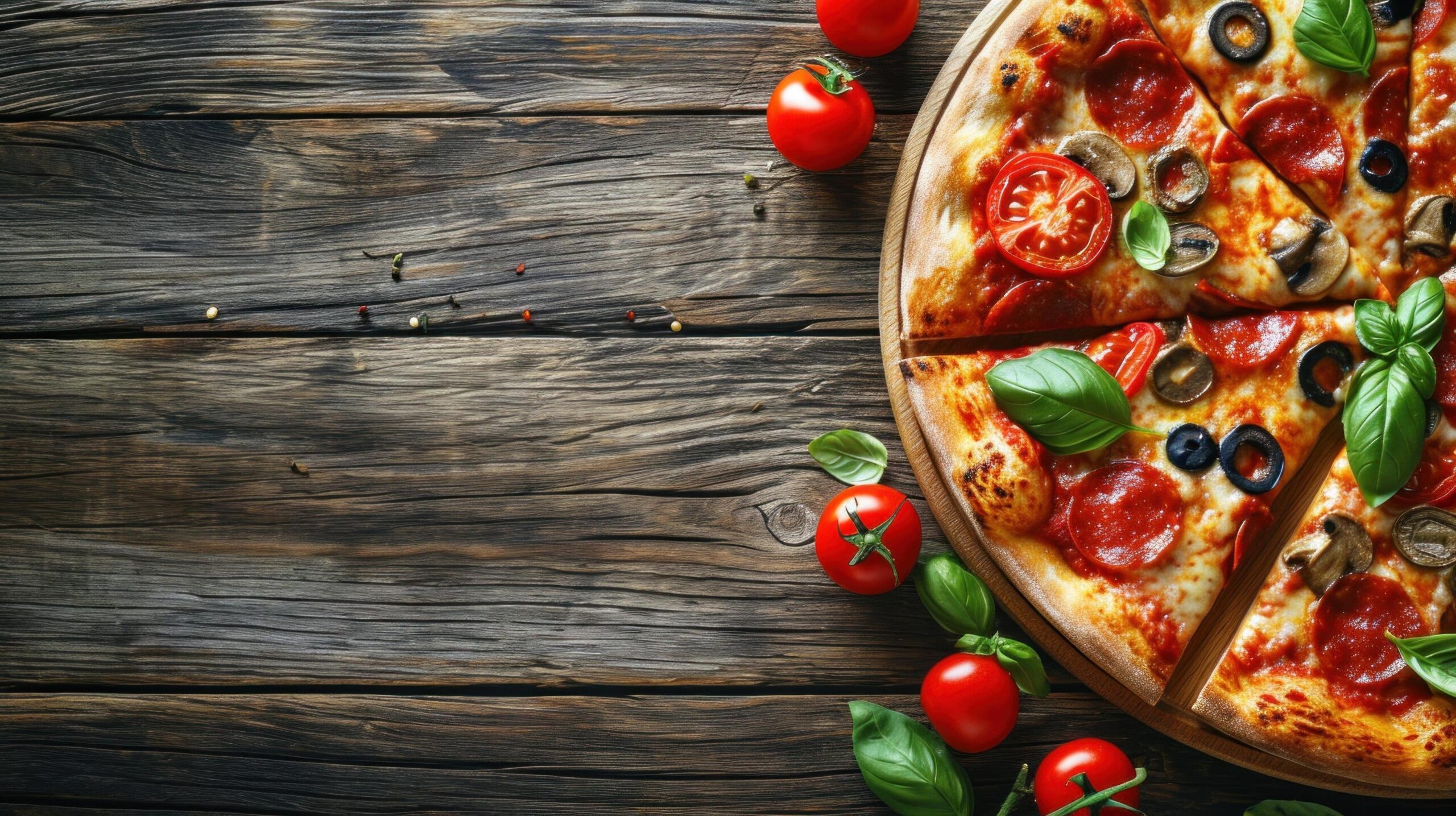 Ai-generated-pizza-advertisment-background-with-copy-space-free-photo