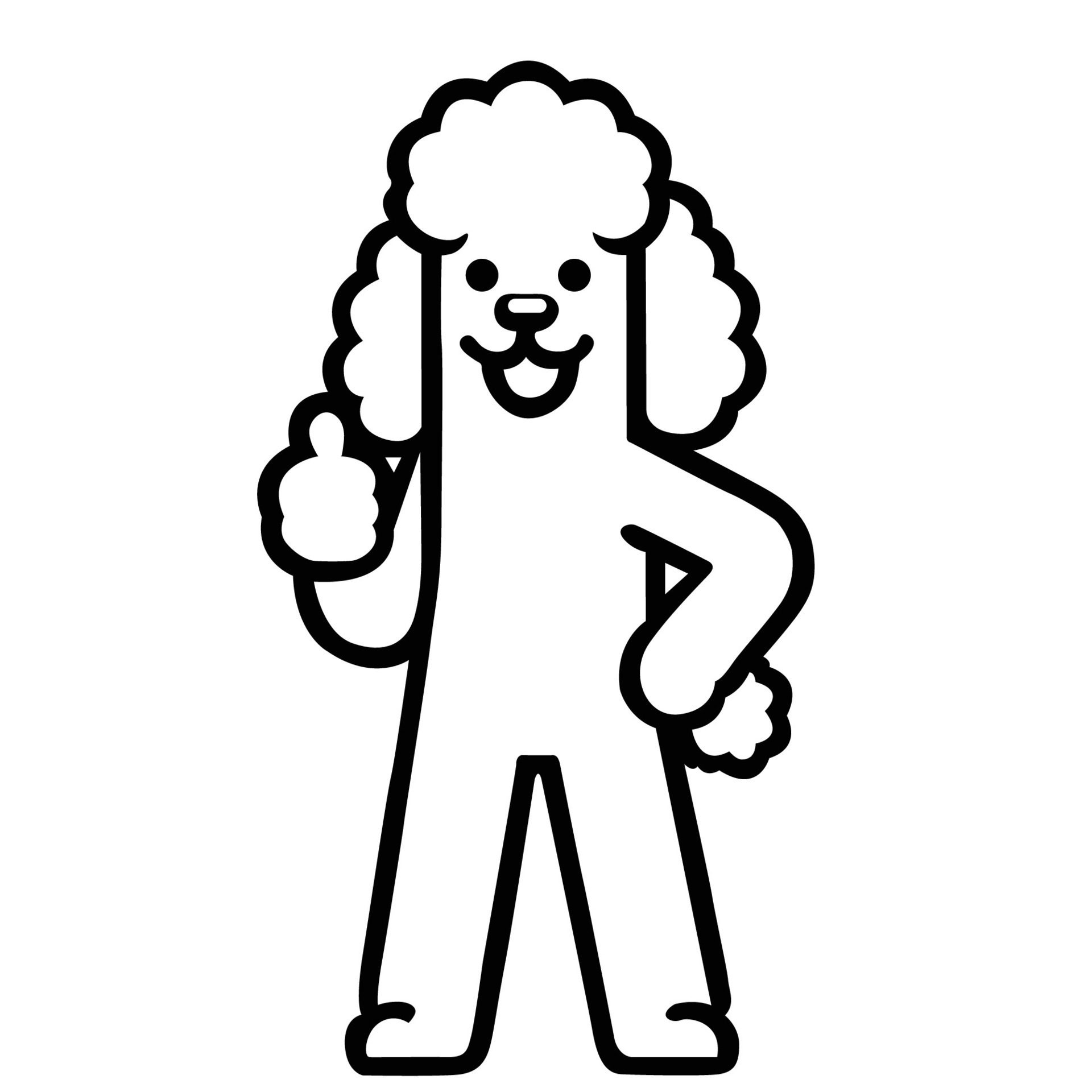 Ai-generated-poodle-dog-happy-thumbs-up-illustration-free-vector