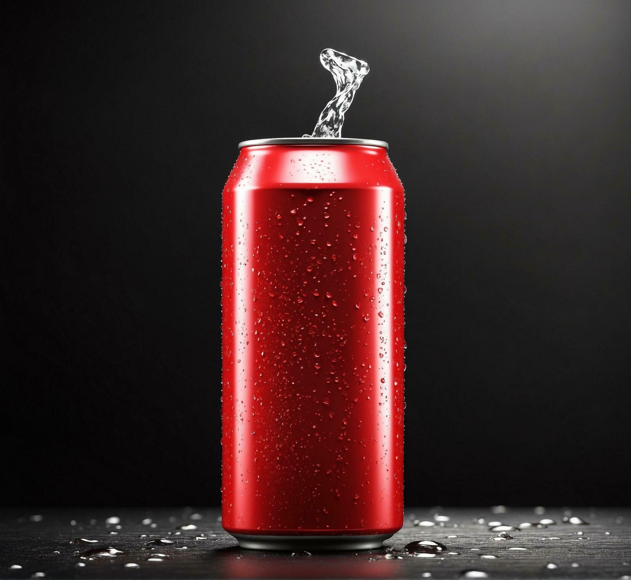 Ai-generated-red-soda-can-with-water-drops-on-black-background-3d-illustration-free-photo